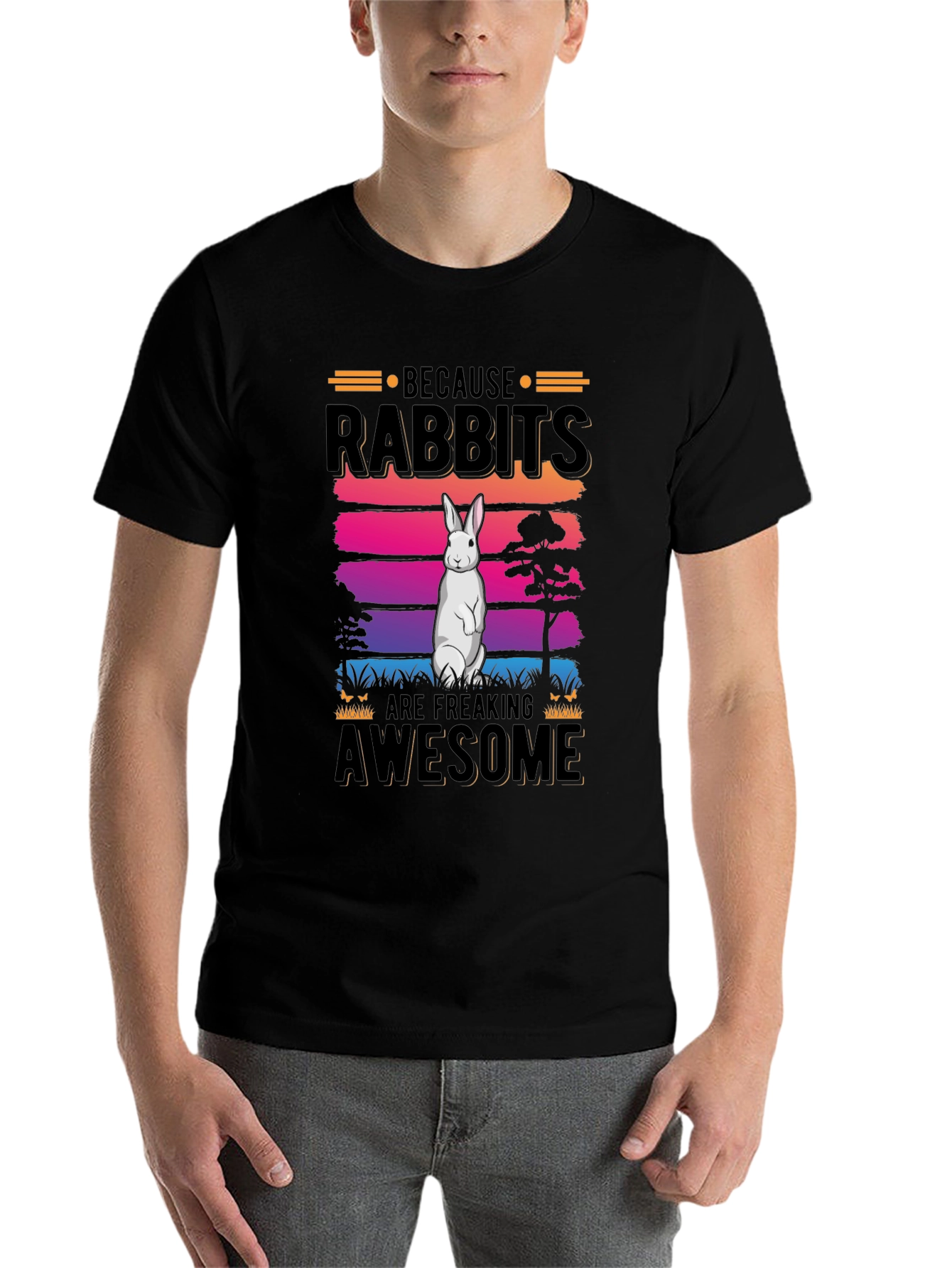 Black Rabbit Lover T-Shirt - Because Rabbits are Freaking Awesome view 7