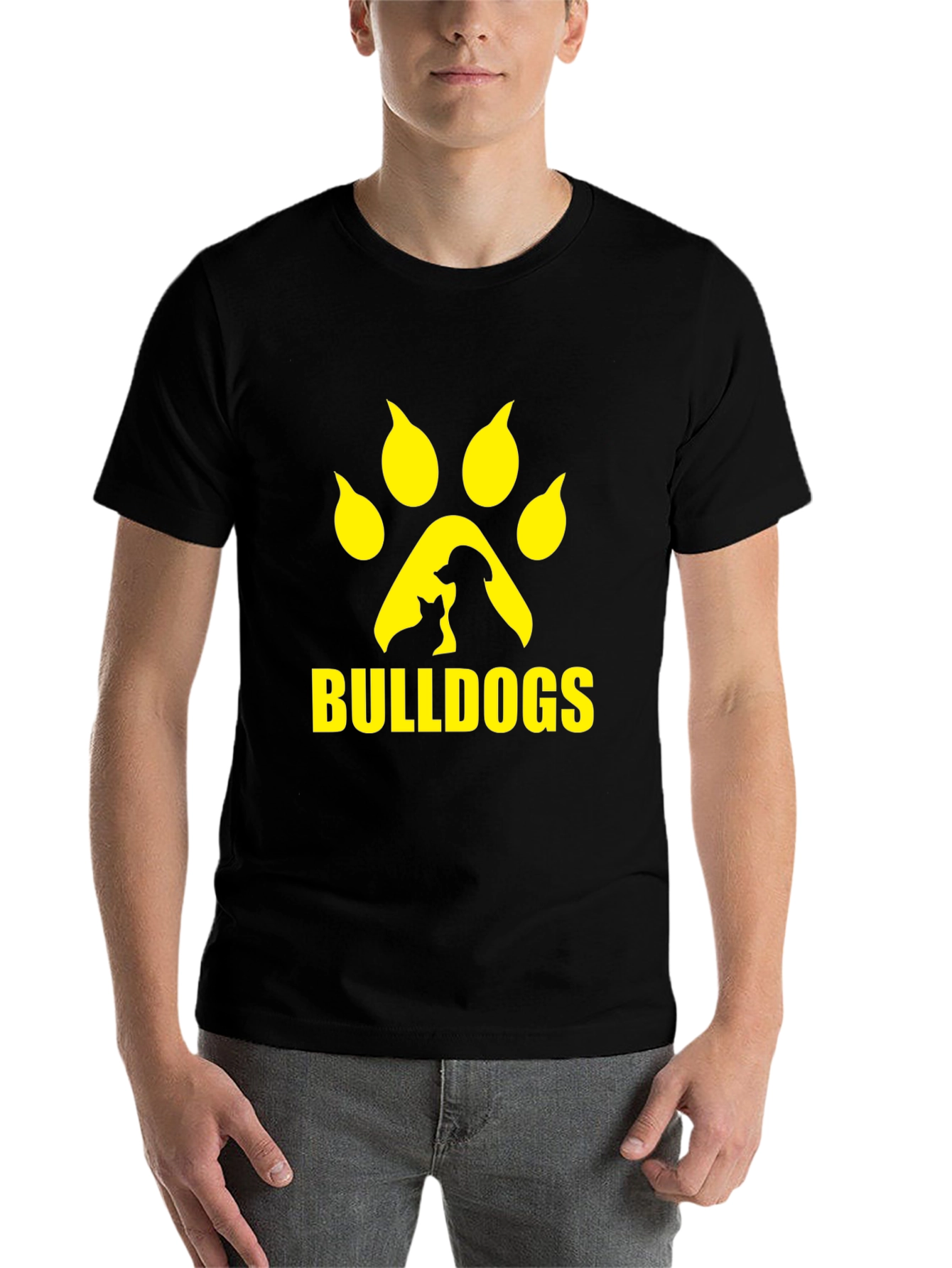 Black Bulldogs Paw Print Graphic T-Shirt - Black view 7