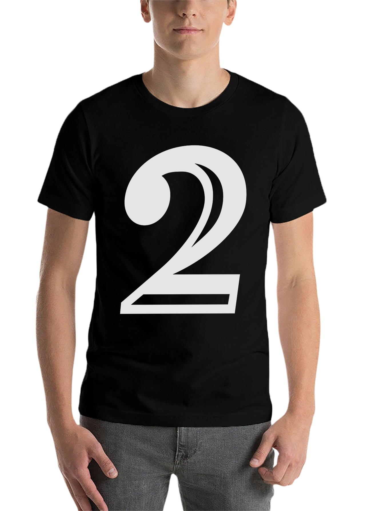 Black Bold Number 2 Graphic Tee - Black Cotton Blend view 7
