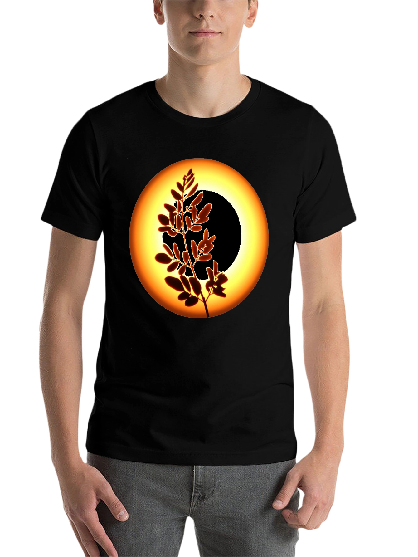 Black Eclipse Tree Graphic Tee - Black Cotton Blend view 7