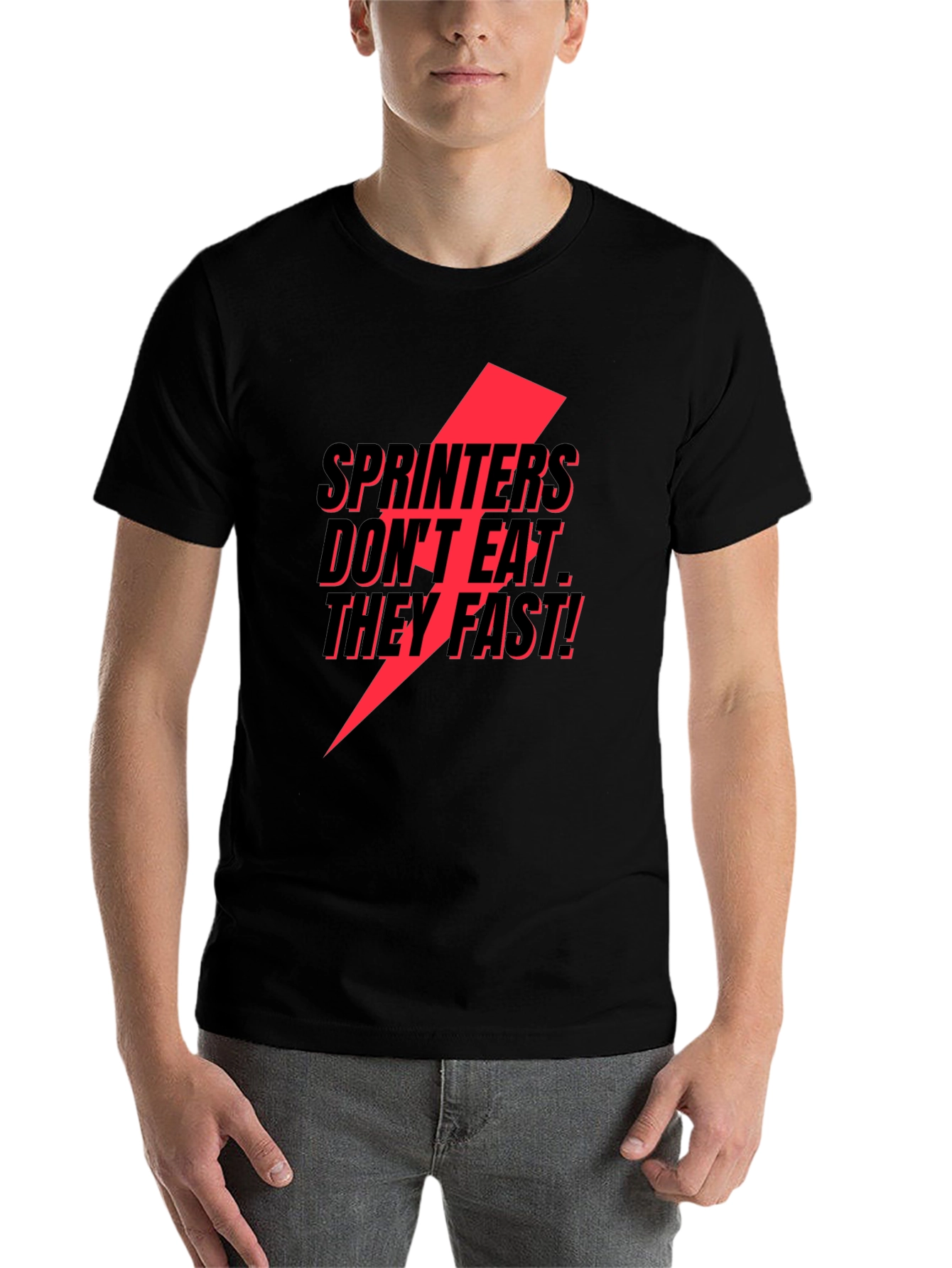 Black Sprinters Don't Eat, They Fast! T-Shirt view 7