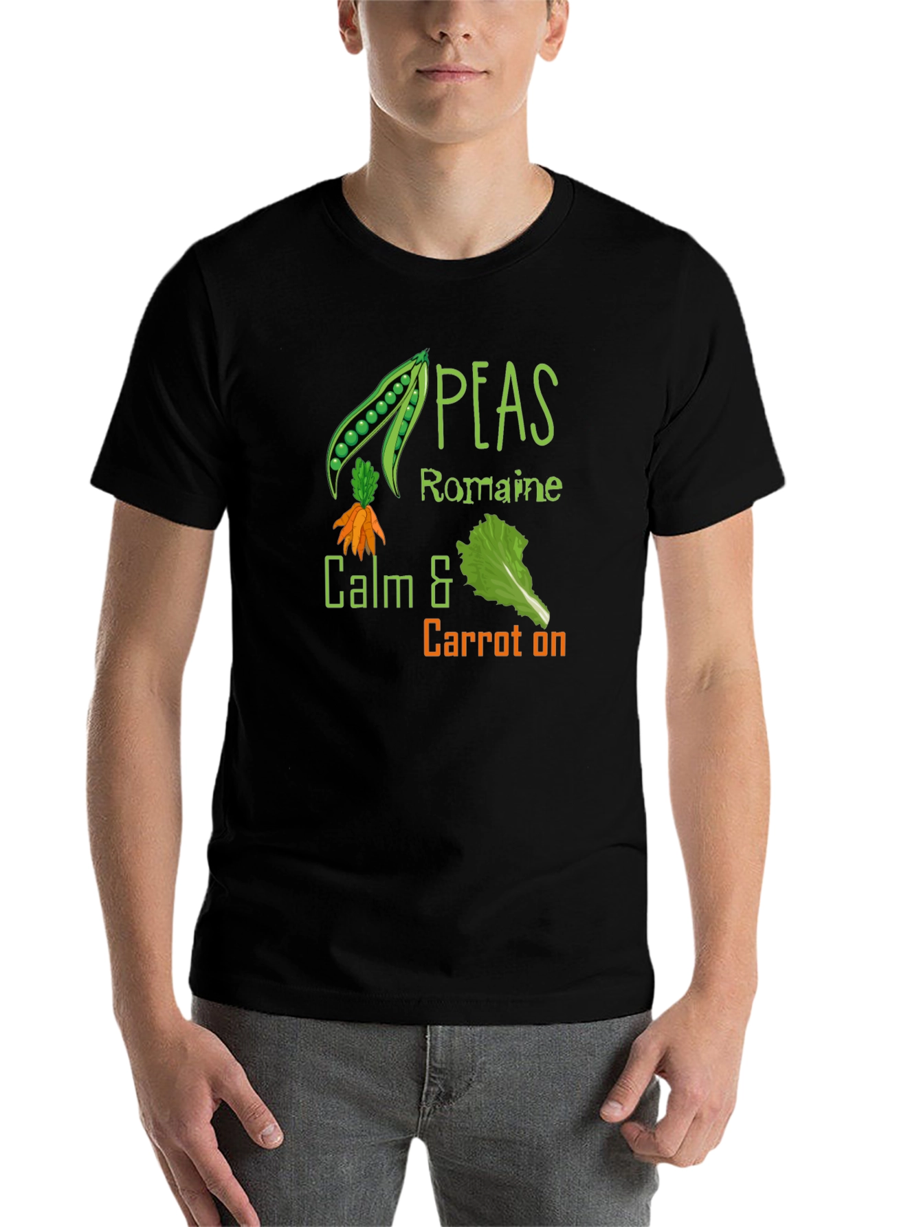 Black Peas Romaine Calm & Carrot On Black T-Shirt view 7