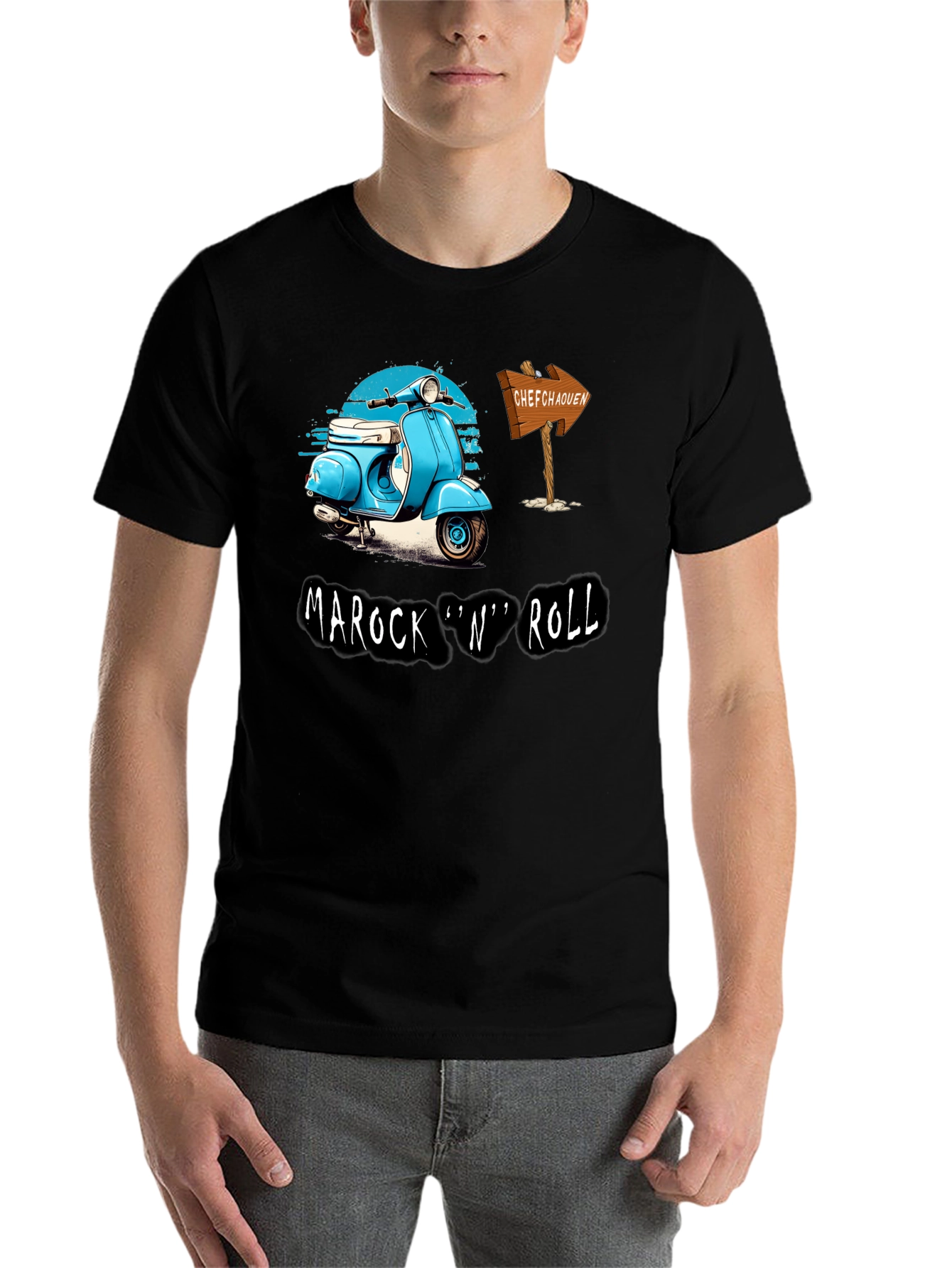 Black Marock 'n' Roll T-Shirt - Scooter Design view 7