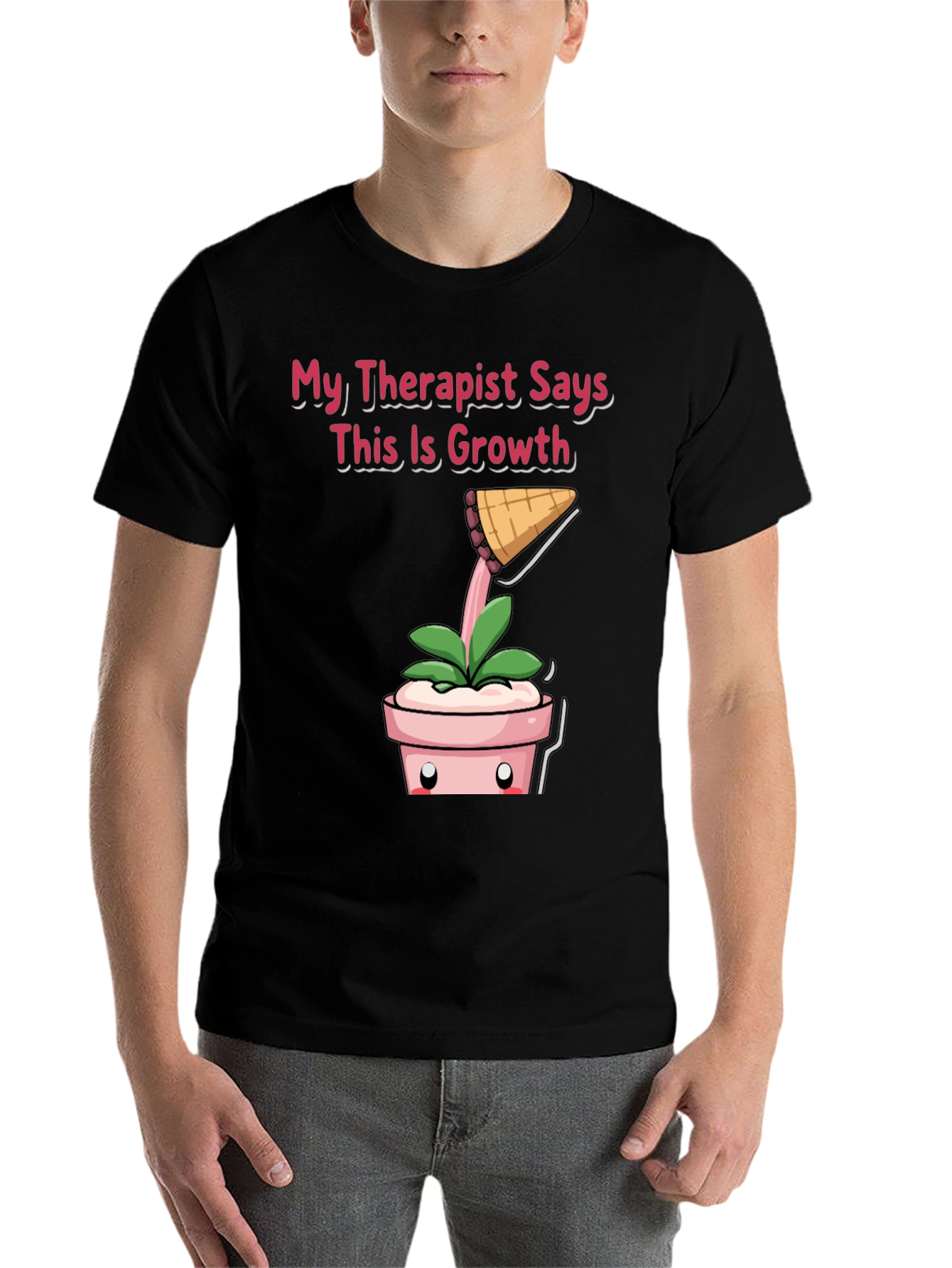 Black Therapist Says Growth T-Shirt: Funny Plant Tee view 7
