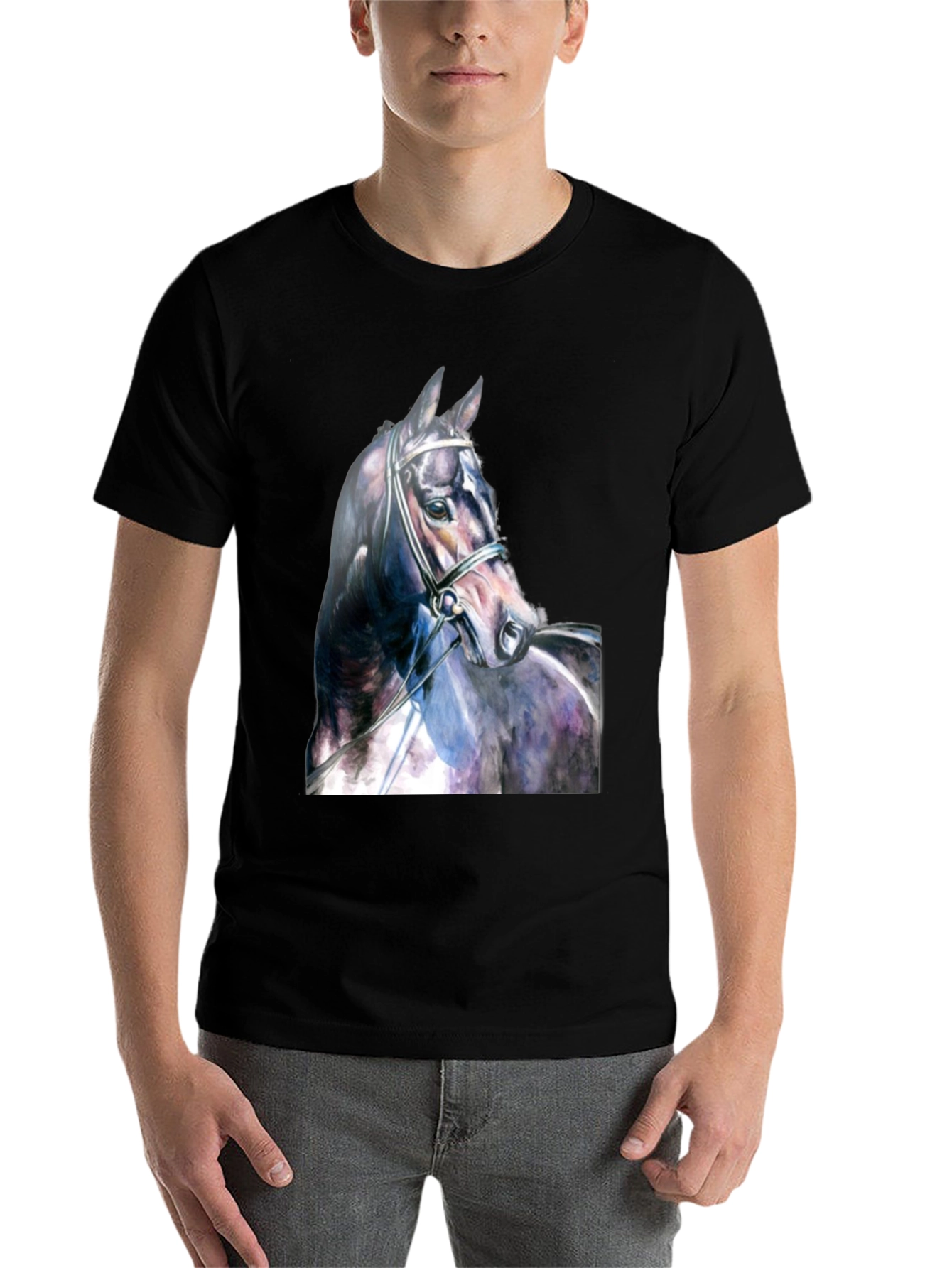 Black Horse Portrait Black T-Shirt view 7