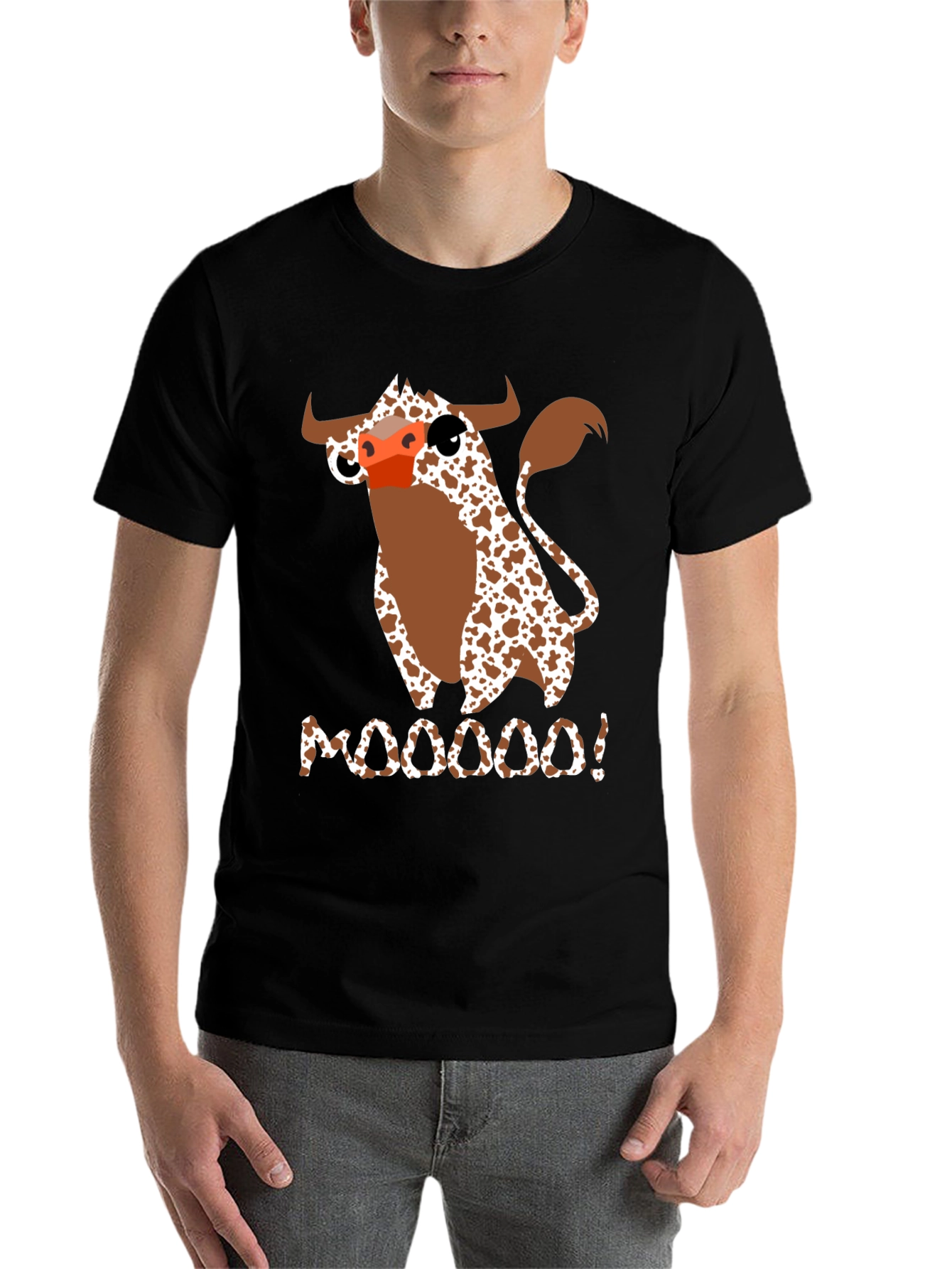 Black Moooooo! Cow Graphic Print T-Shirt view 7