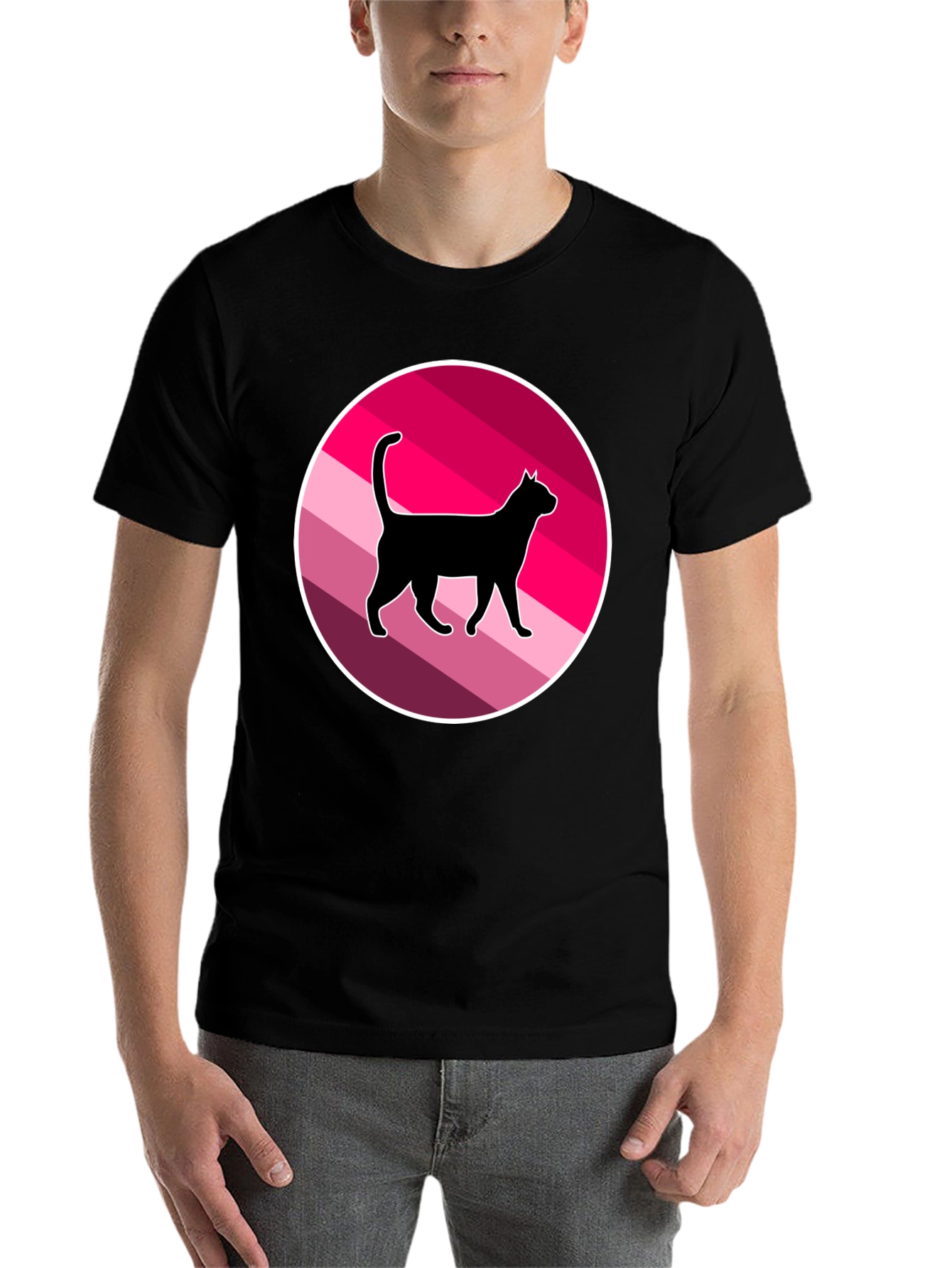 Black Cool Cat Graphic T-Shirt - Retro Style view 7