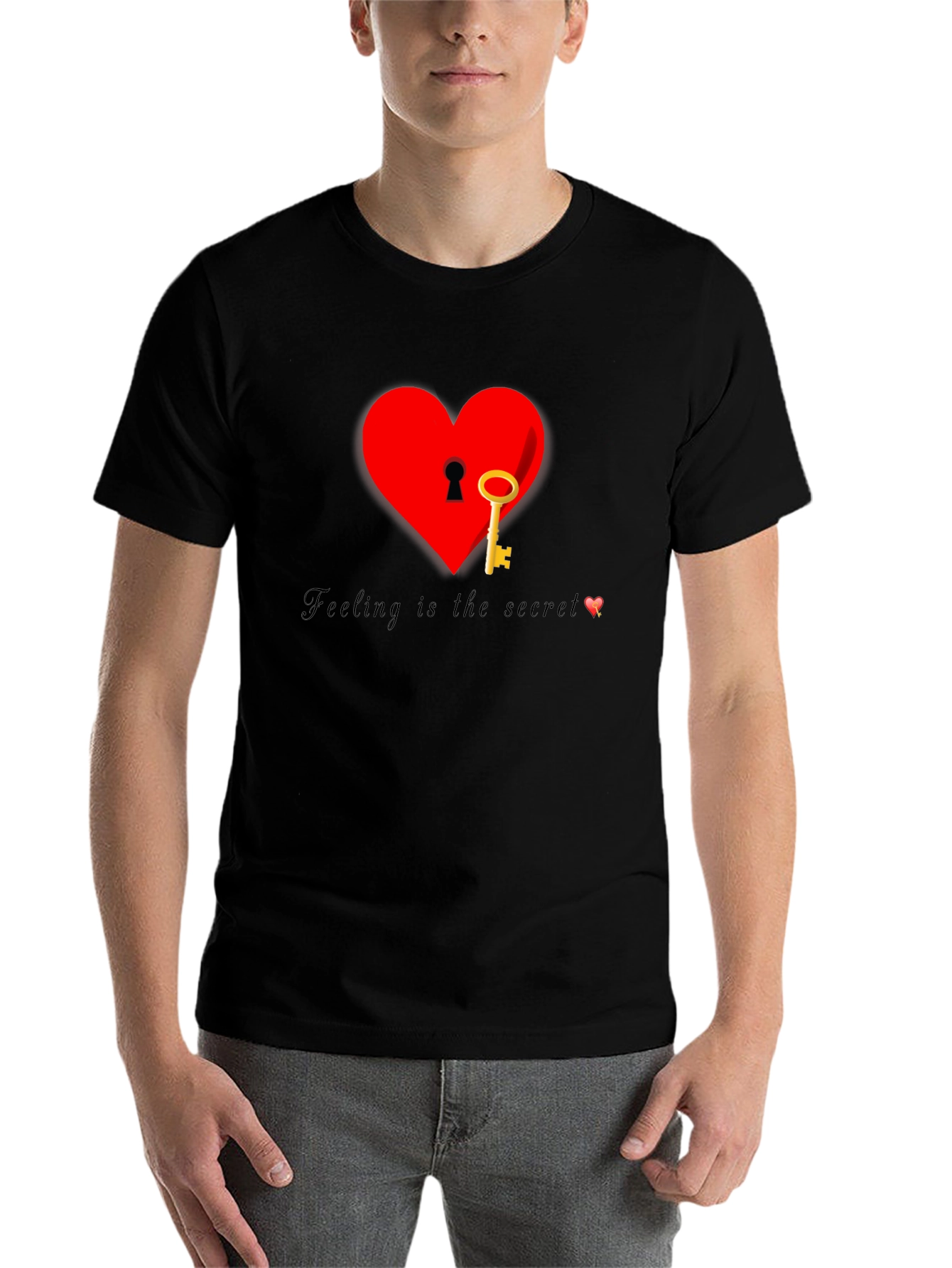 Black Heart Key T-Shirt - Feeling is the Secret view 7