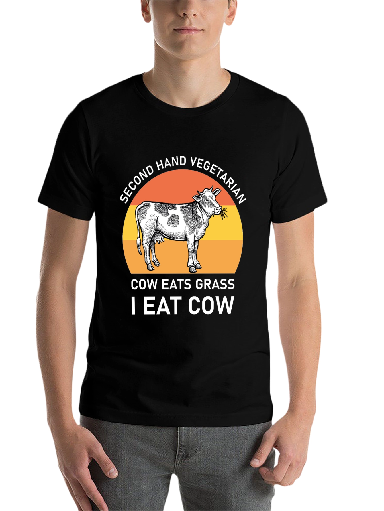 Black Second Hand Vegetarian Cow Graphic Tee view 7