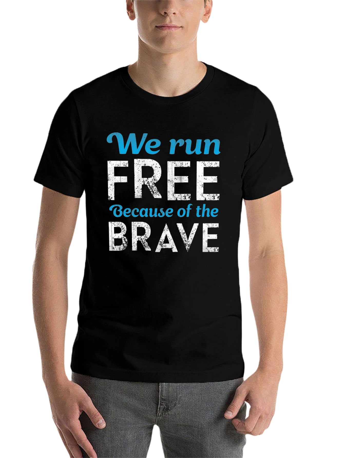 Black We Run Free Patriotic T-Shirt view 7