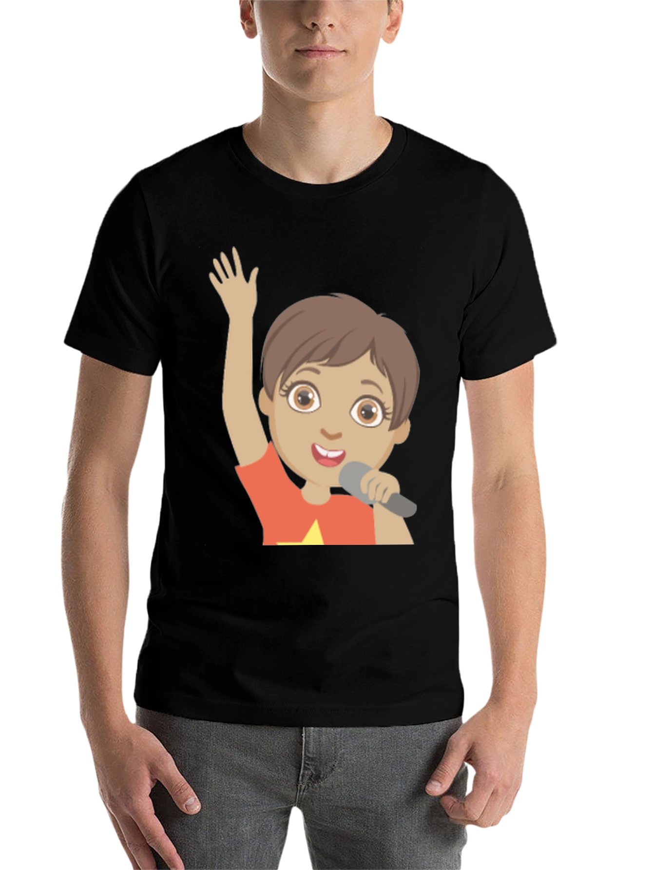 Black Cartoon Character Graphic Print Black T-Shirt view 7
