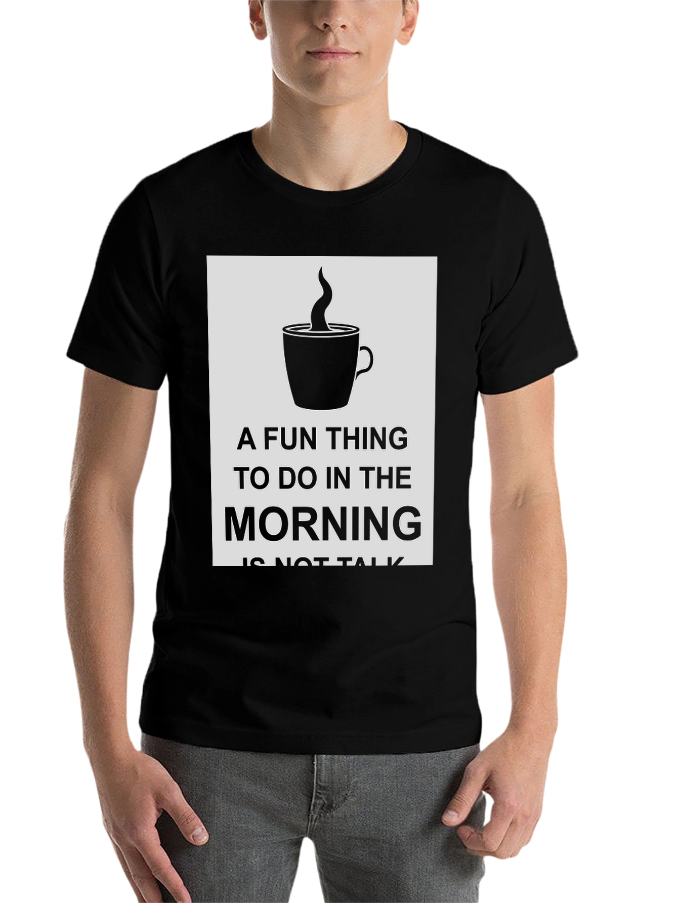 Black Funny Morning Coffee Graphic T-Shirt view 7