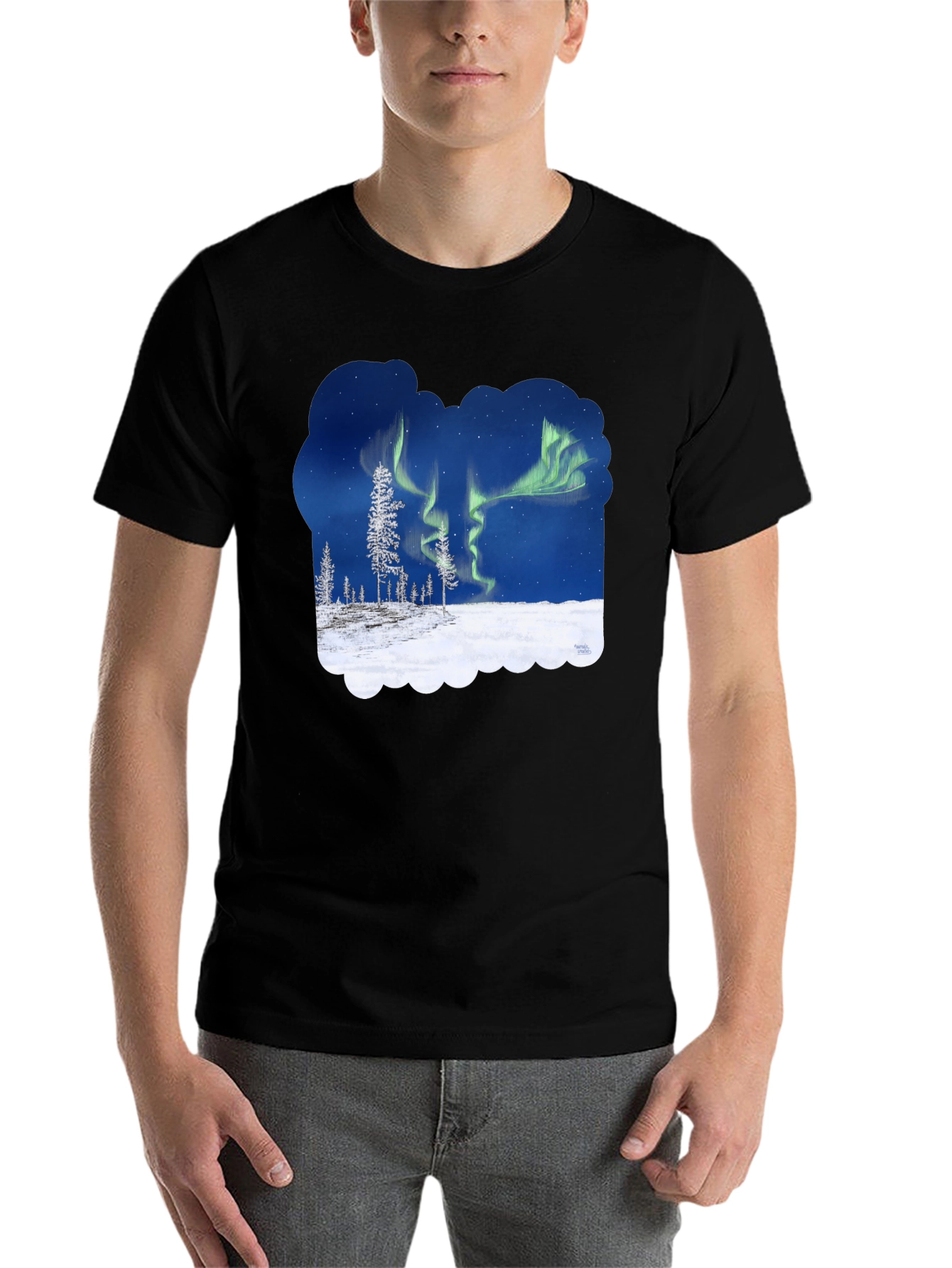 Black Aurora Borealis Graphic T-Shirt - Northern Lights Tee view 7