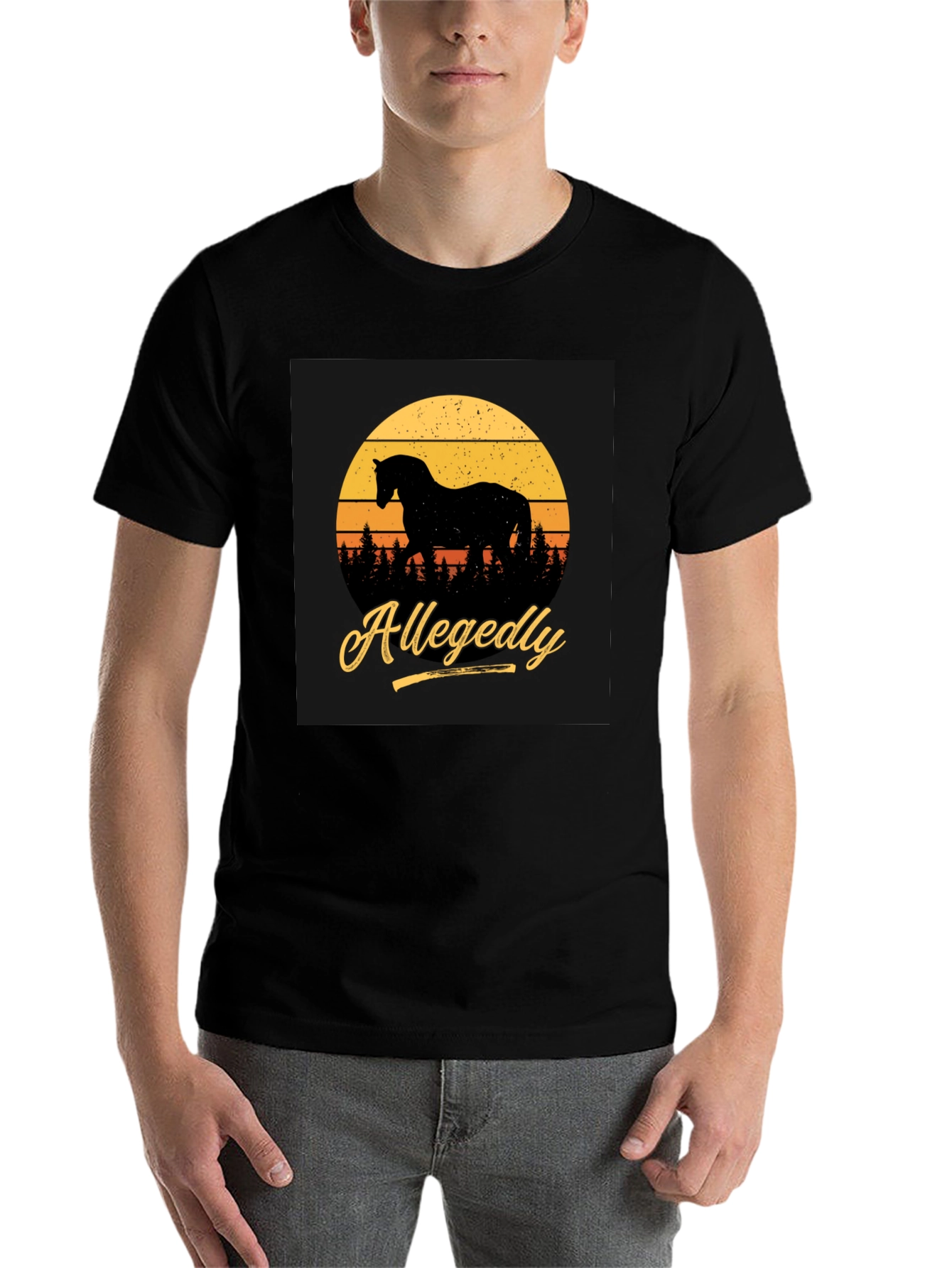 Black Allegedly Horse Silhouette Graphic Tee view 7