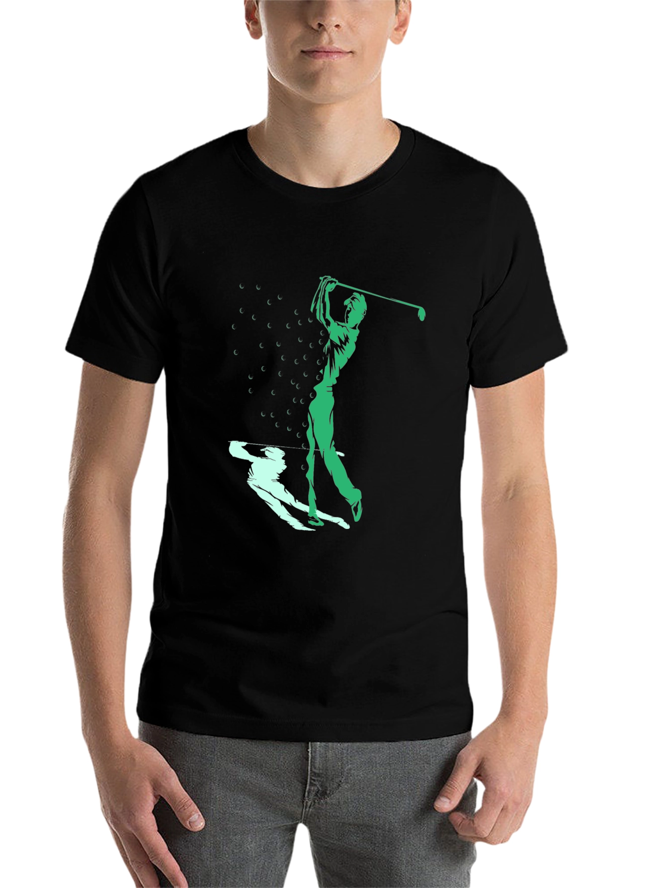Black Golf Swing Graphic Tee - Black Cotton Blend view 7