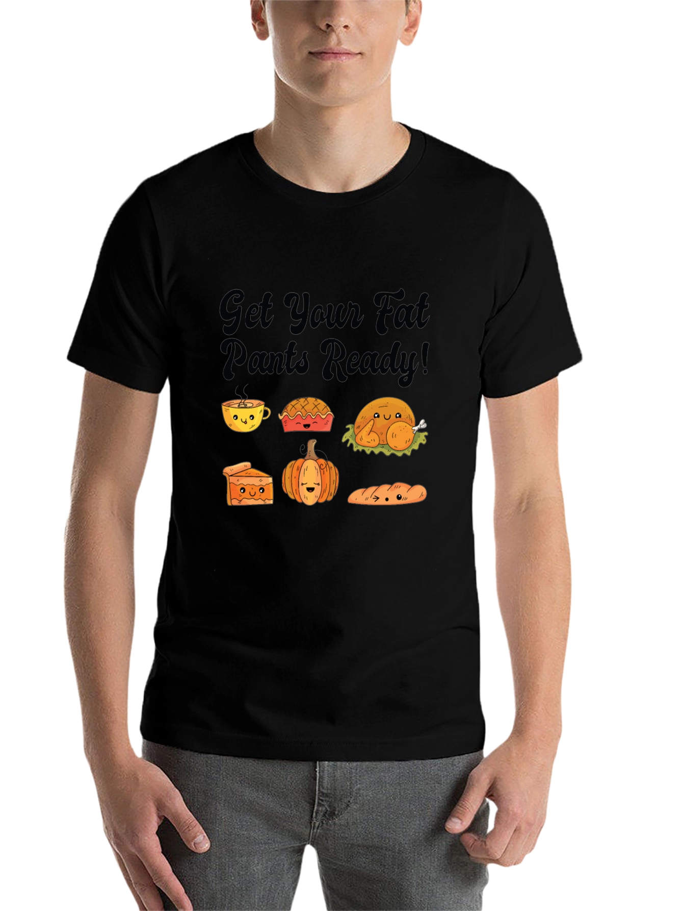 Black Thanksgiving Fat Pants Ready Black T-Shirt view 7
