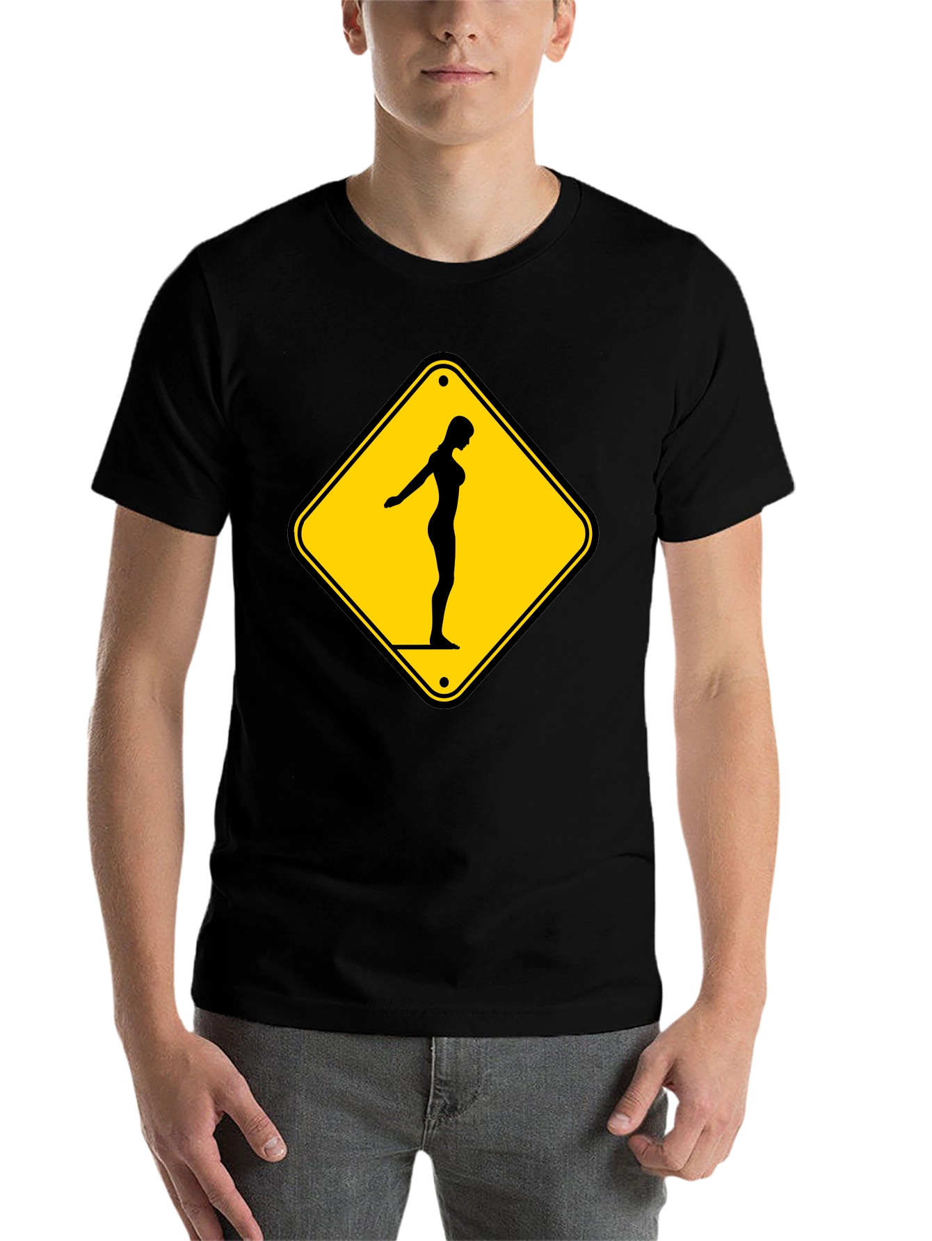 Black Caution Diver Ahead Black T-Shirt view 7