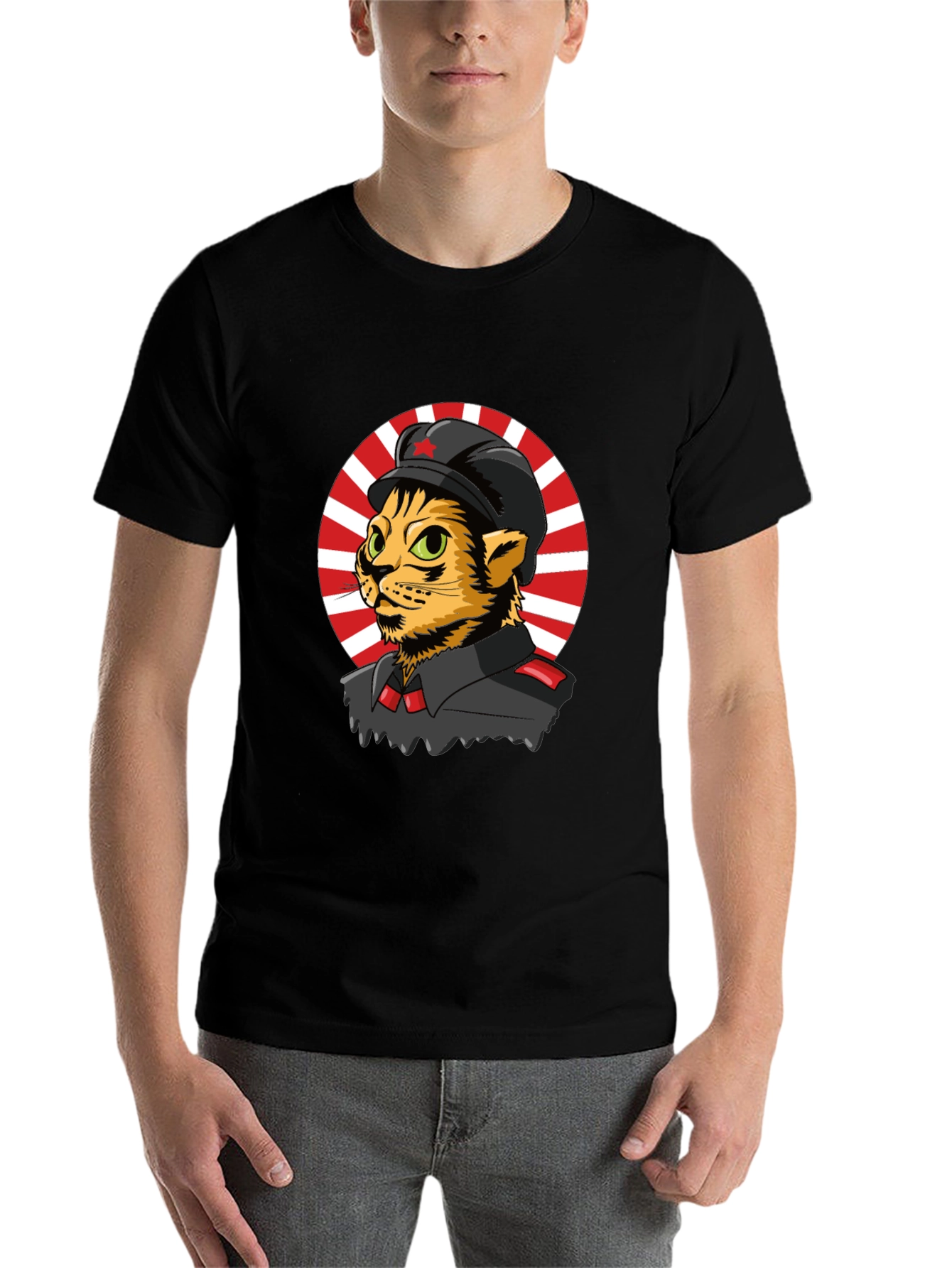 Black Communist Cat T-Shirt - Unique Graphic Tee view 7