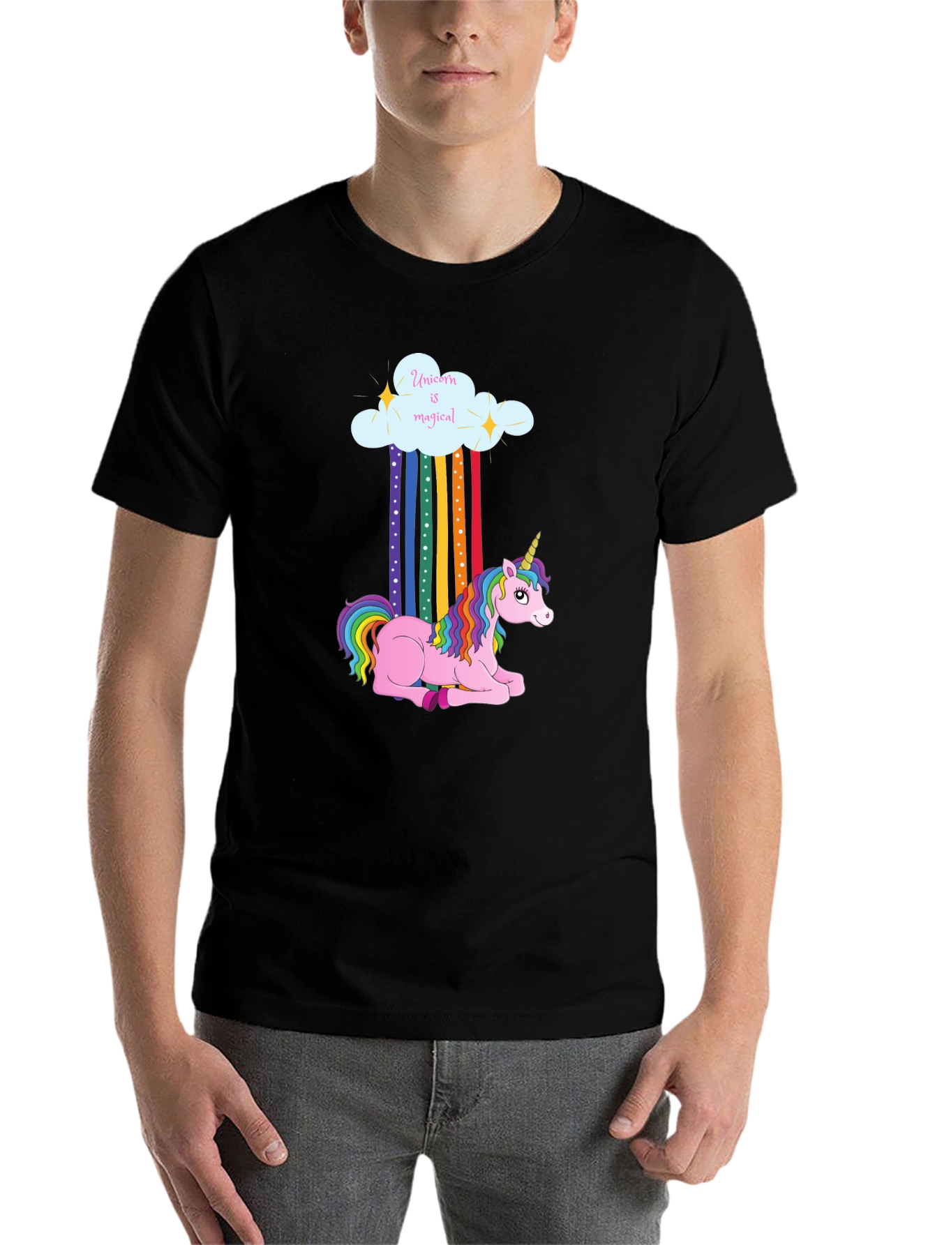 Black Magical Unicorn Cloud T-Shirt view 7