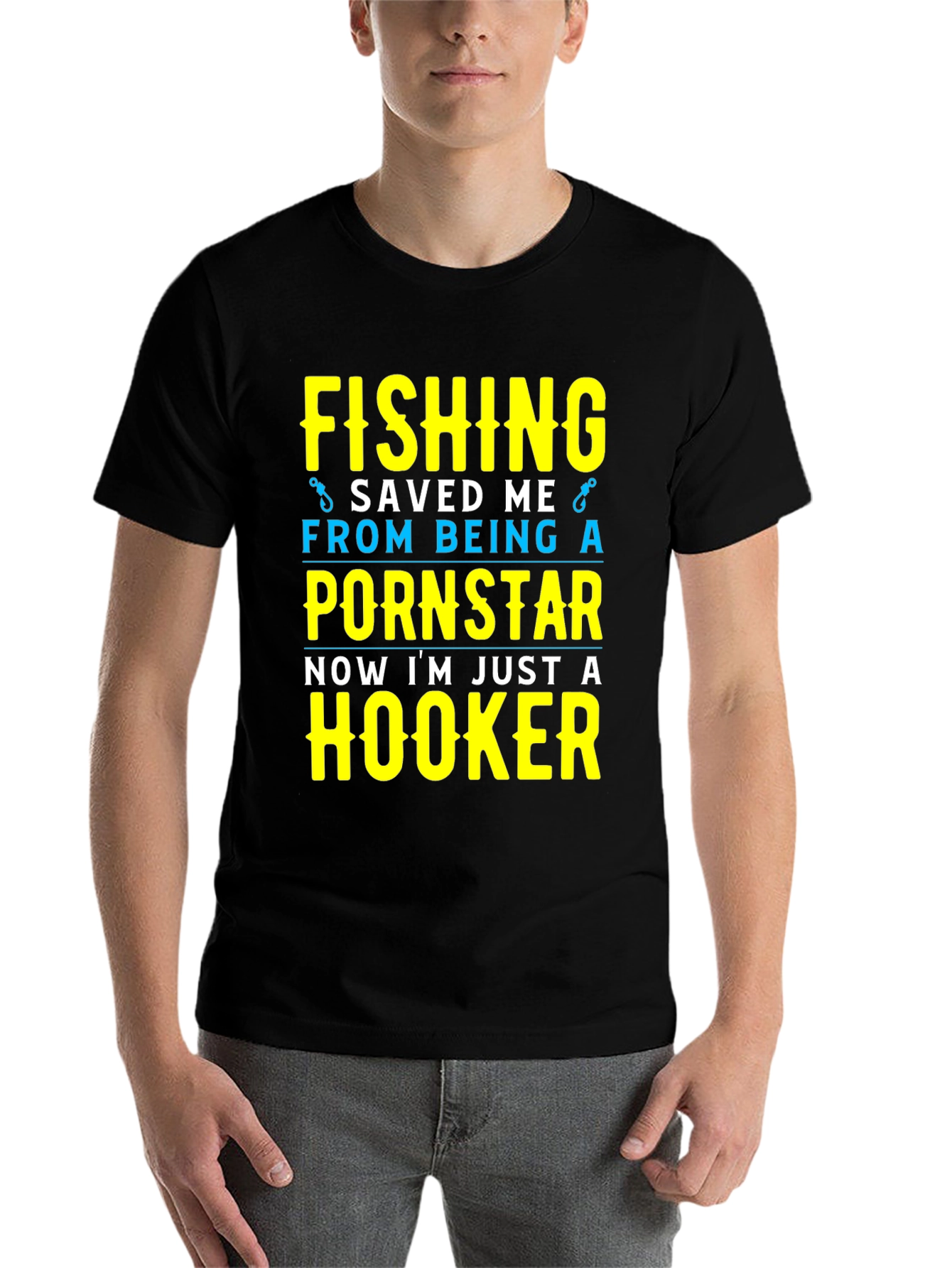 Black Fishing Saved Me T-Shirt Funny Hooker Tee view 7