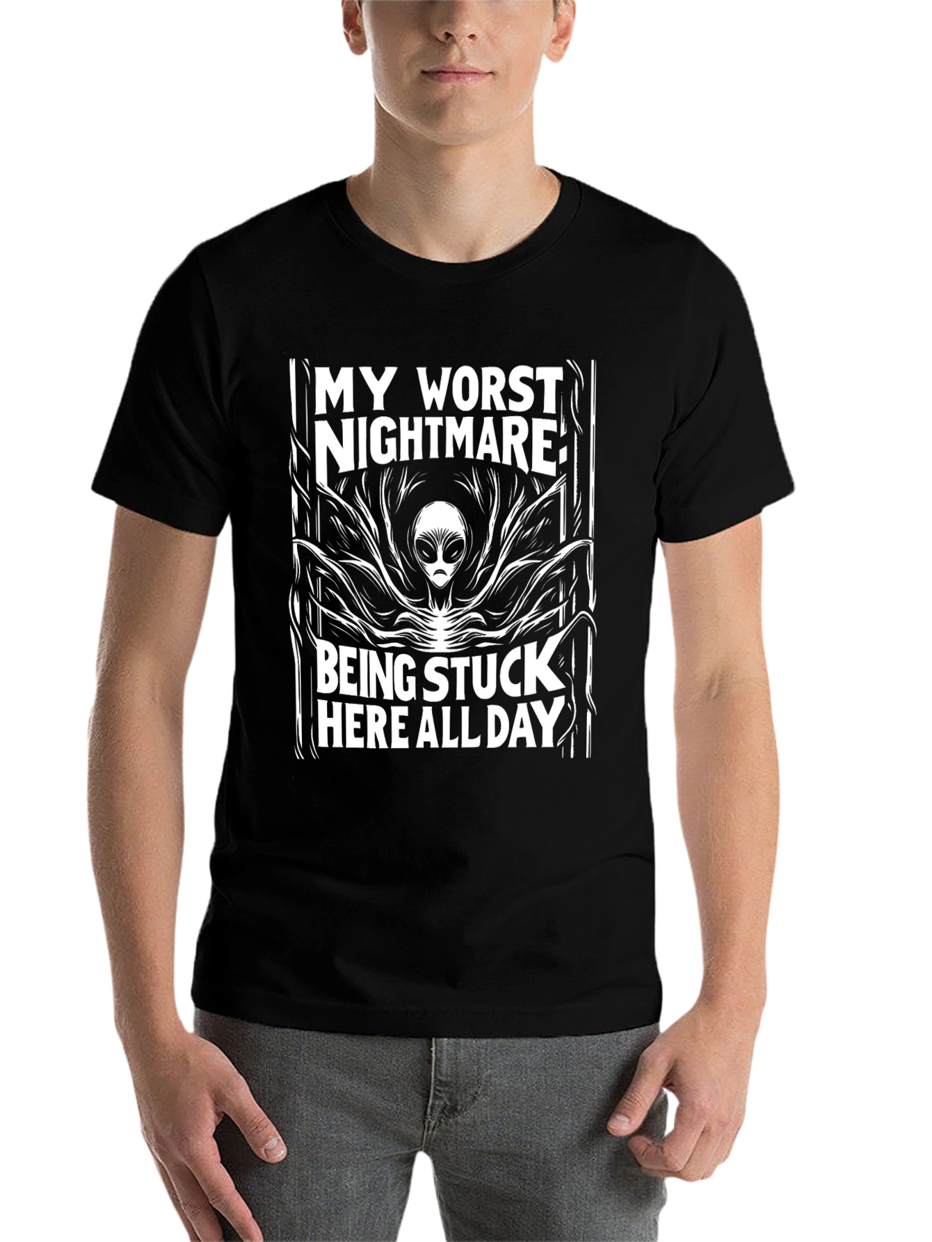 Black Alien Nightmare Black T-Shirt view 7