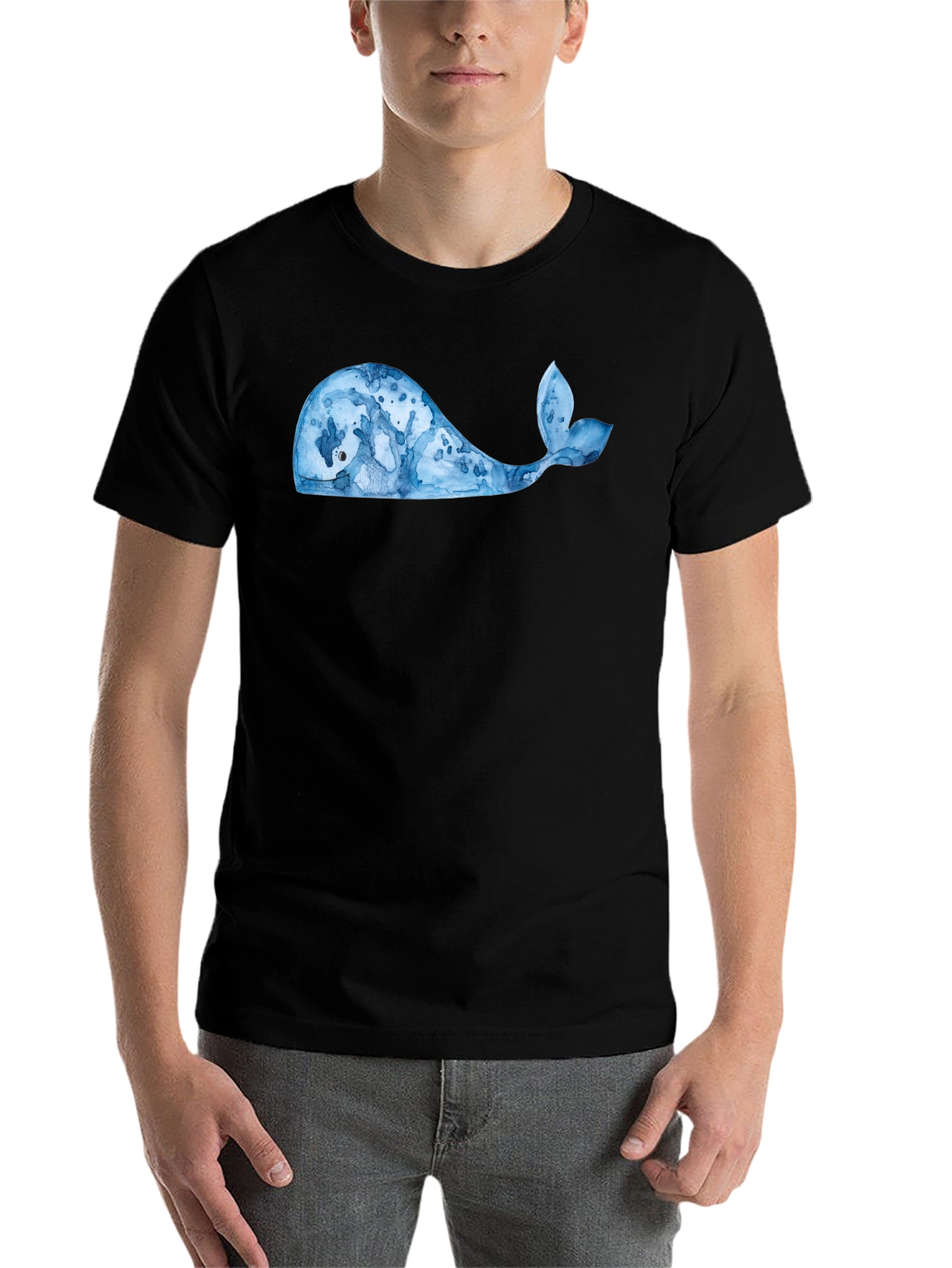 Black Whale Graphic Tee - Black Cotton Blend view 7