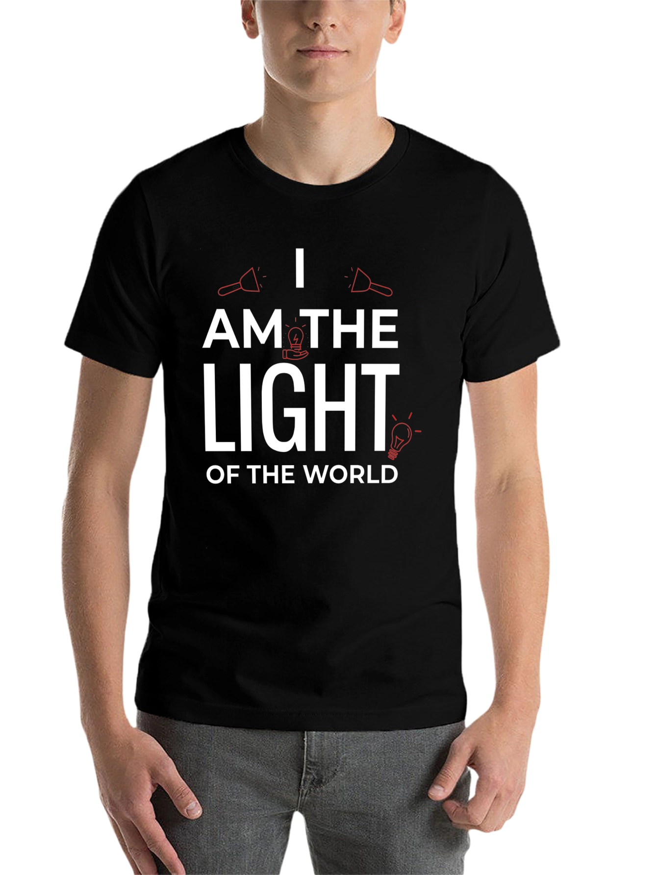 Black I am the Light Graphic Print T-Shirt view 7