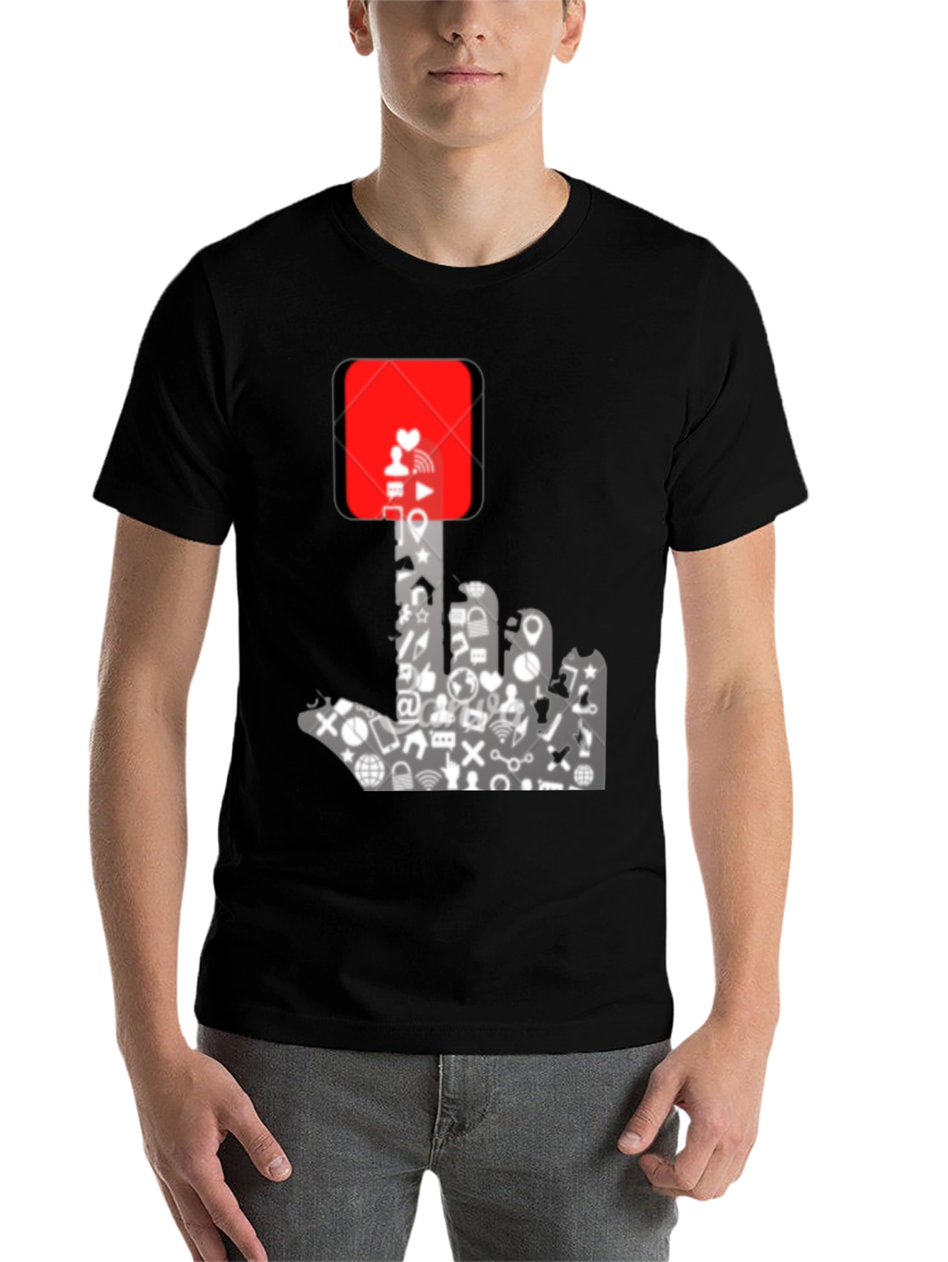 Social Media Hand Gesture Graphic T-Shirt - 7