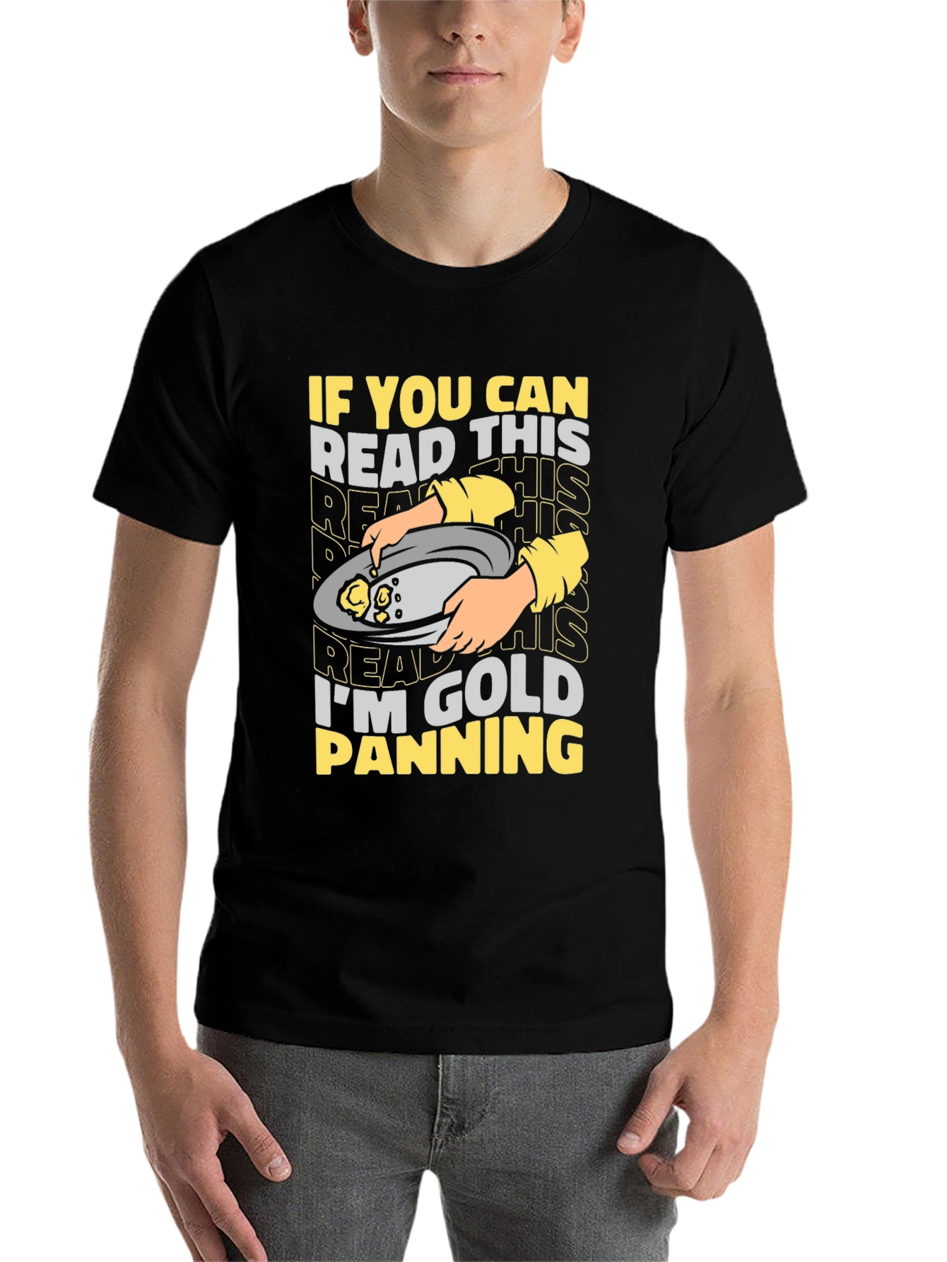 Black Gold Panning T-Shirt - Humorous Mining Tee view 7