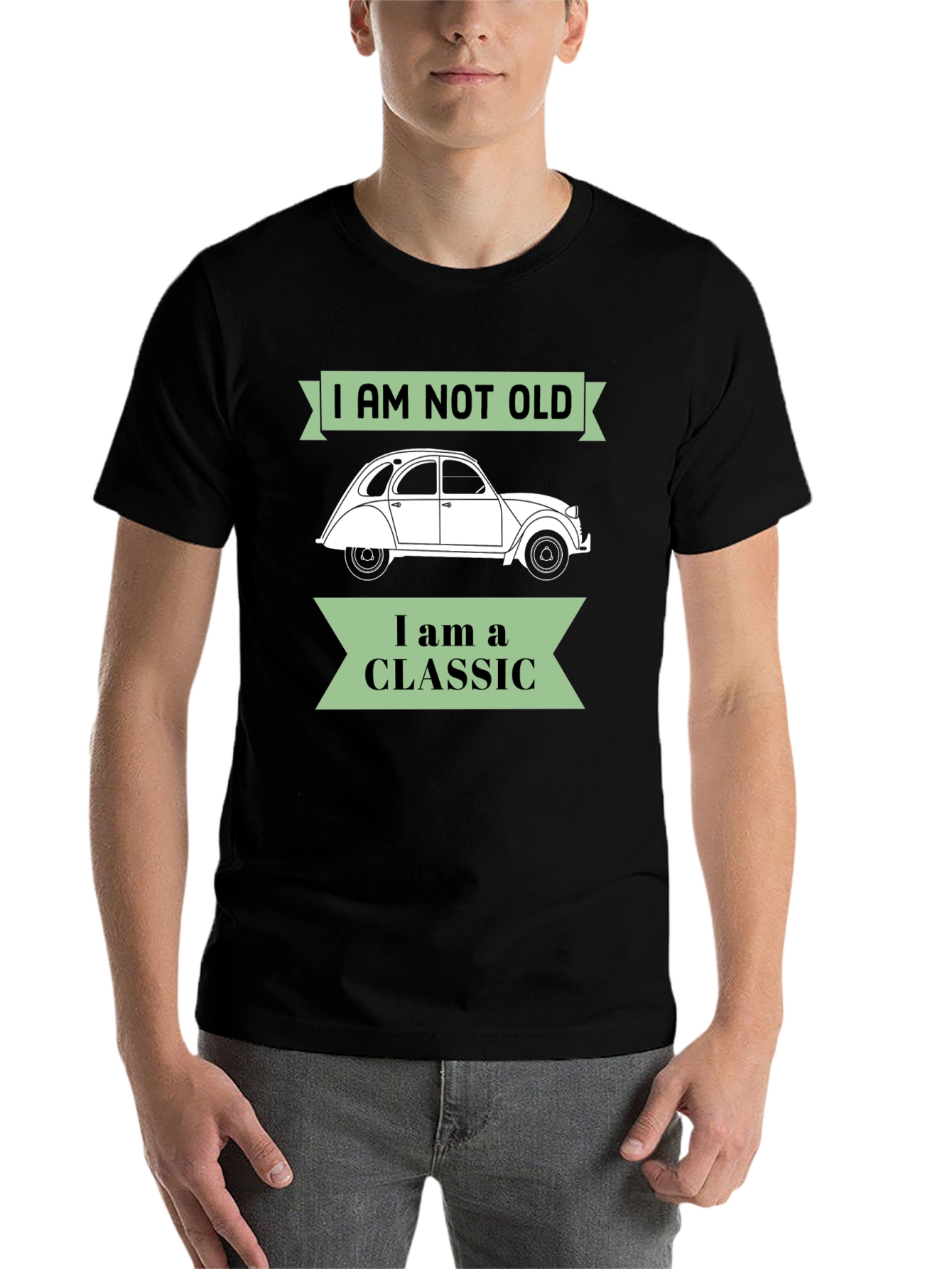 Black Classic Car T-Shirt - I Am Not Old I am a Classic view 7