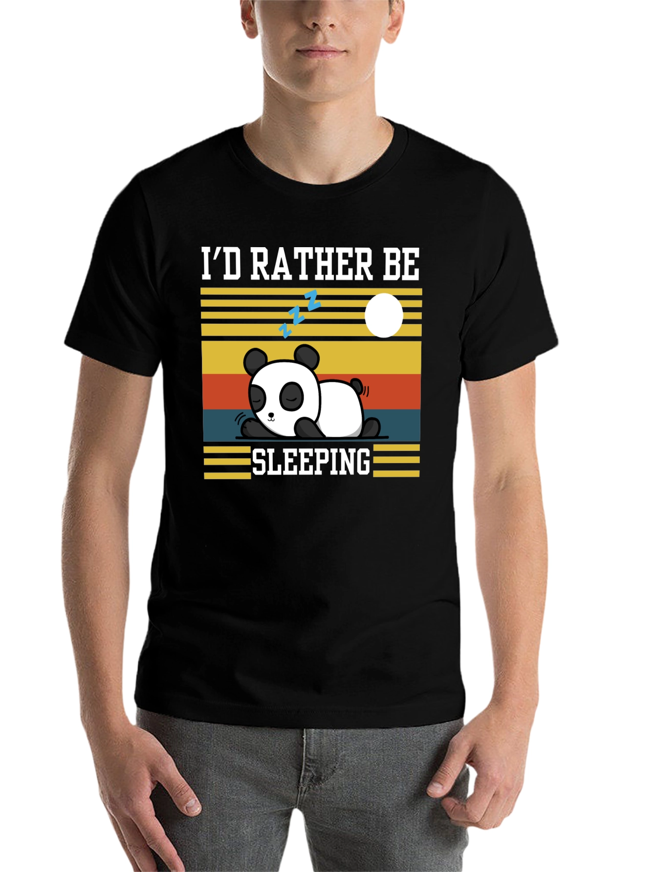 Black I'd Rather Be Sleeping Panda T-Shirt view 7