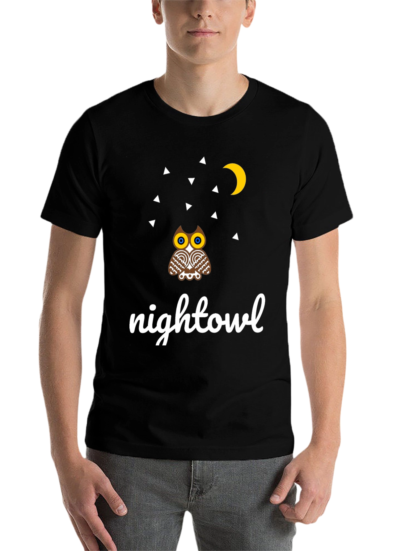 Black Night Owl Graphic Tee - Unique Design view 7