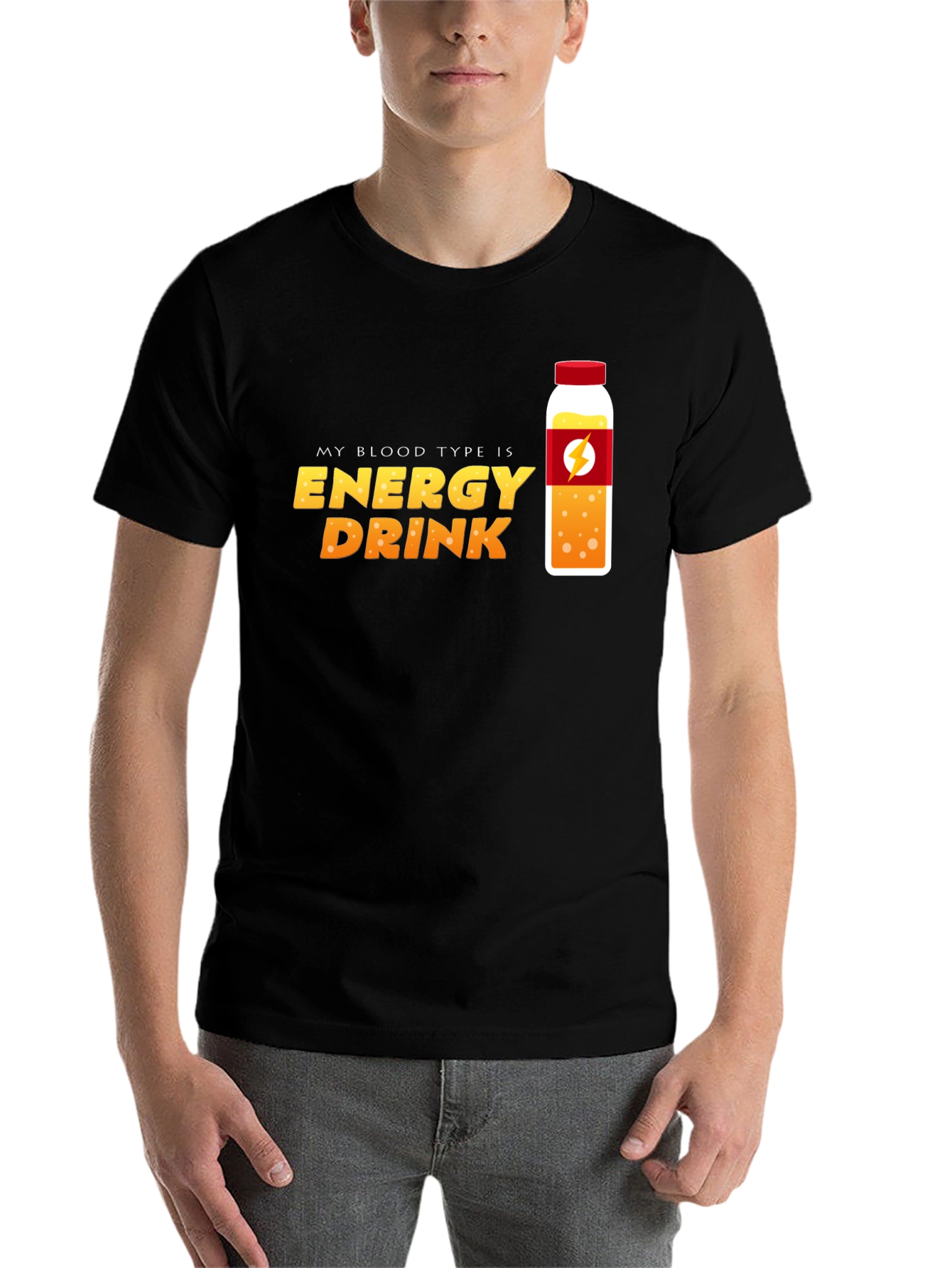 Black Energy Drink Blood Type T-Shirt - Novelty Graphic Tee view 7