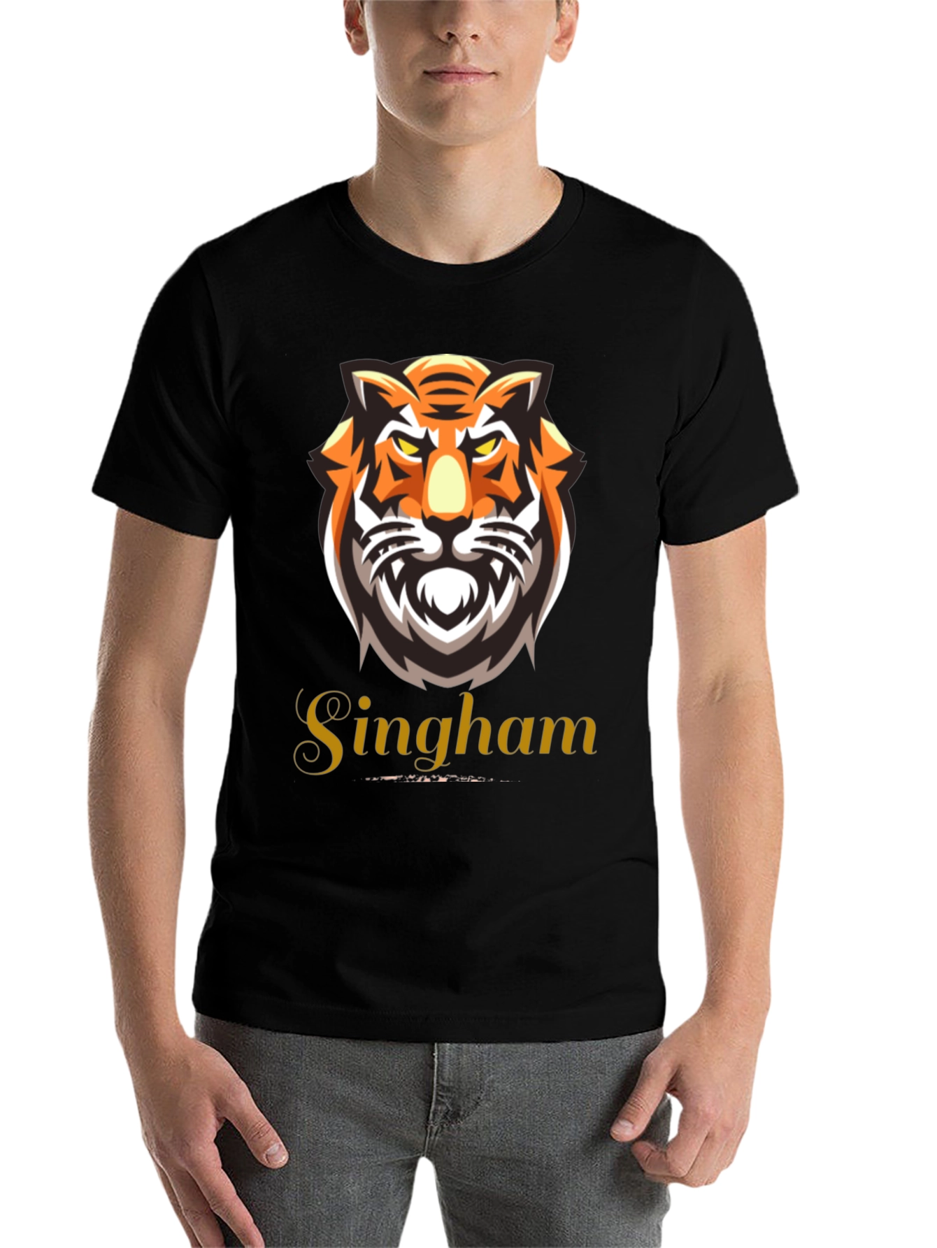 Black Singham Tiger Graphic Tee - Bold & Fierce view 7