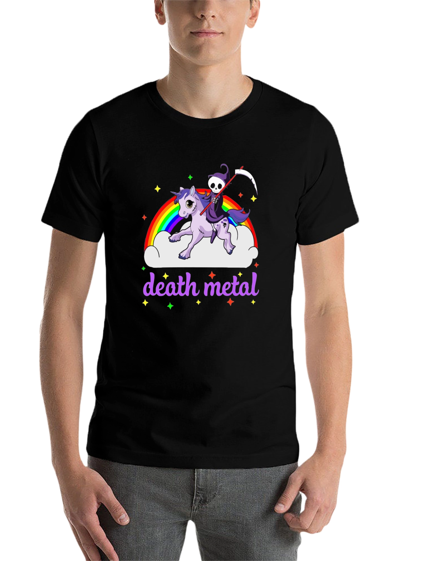 Black Death Metal Unicorn T-Shirt view 7