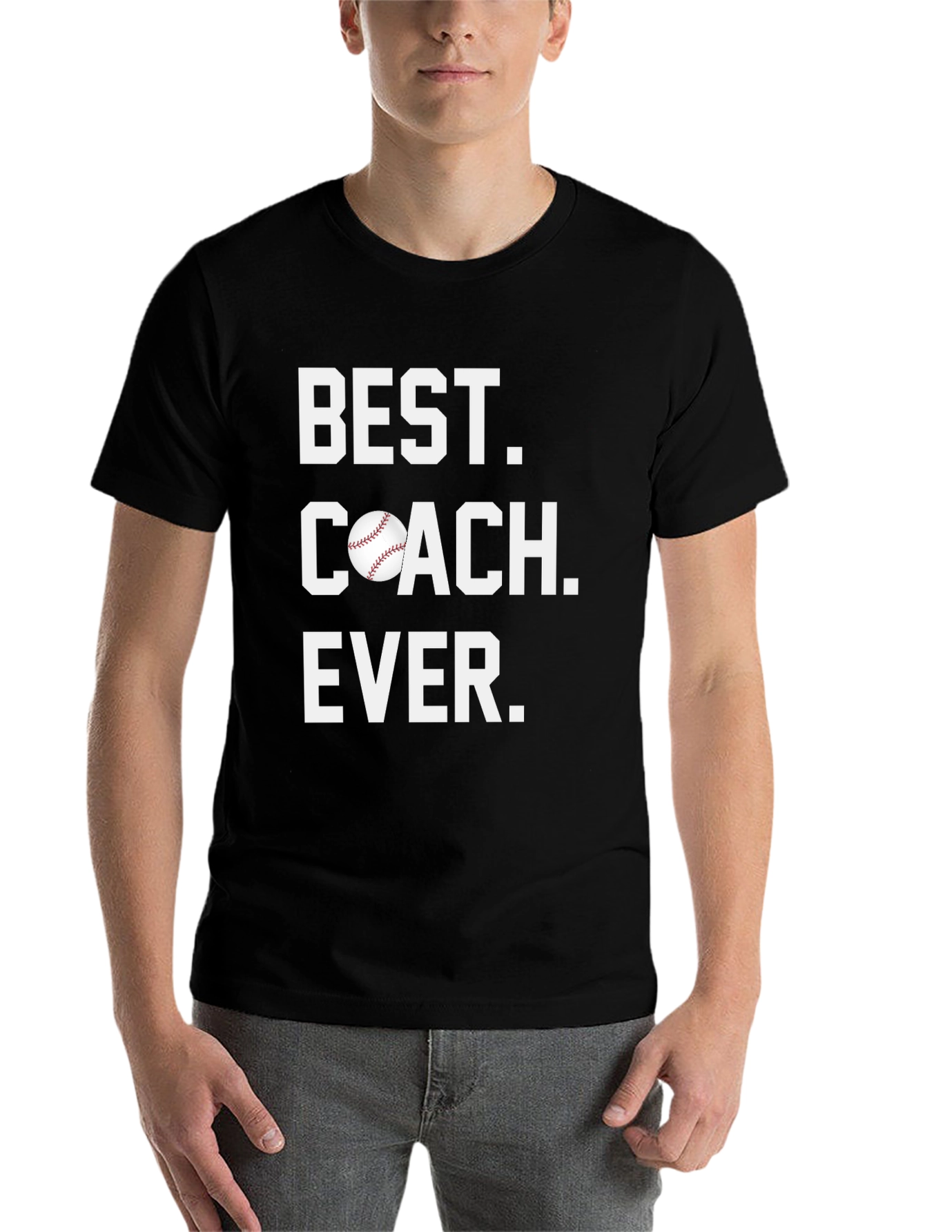 Black Best Coach Ever Baseball T-Shirt view 7