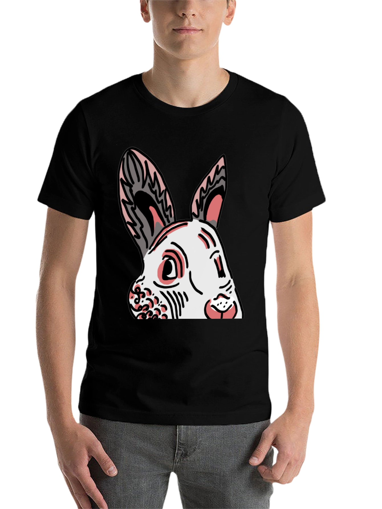 Black Bunny Graphic Tee - Black Cotton Blend Shirt view 7