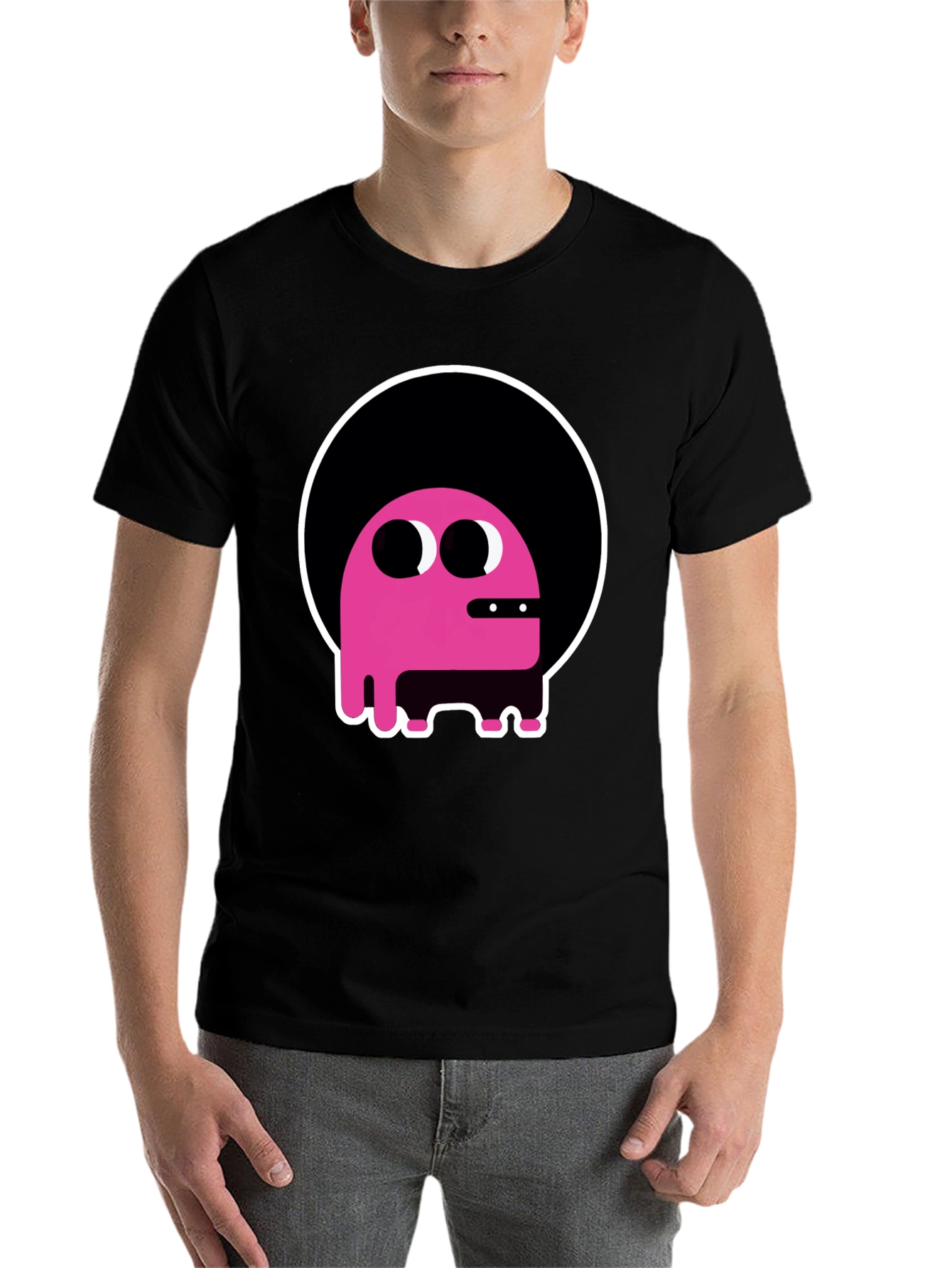 Black Funky Pink Monster Graphic T-Shirt view 7