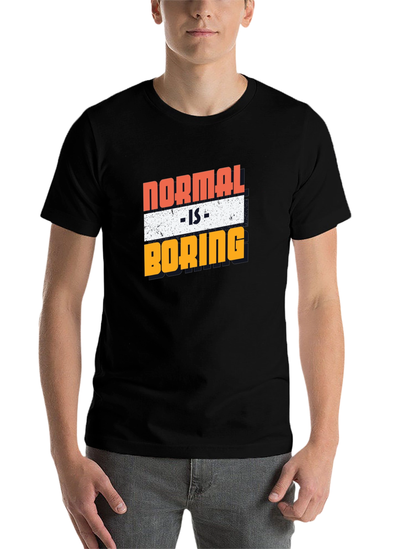 Black Normal is Boring Graphic Tee - Men's Black T-Shirt view 7