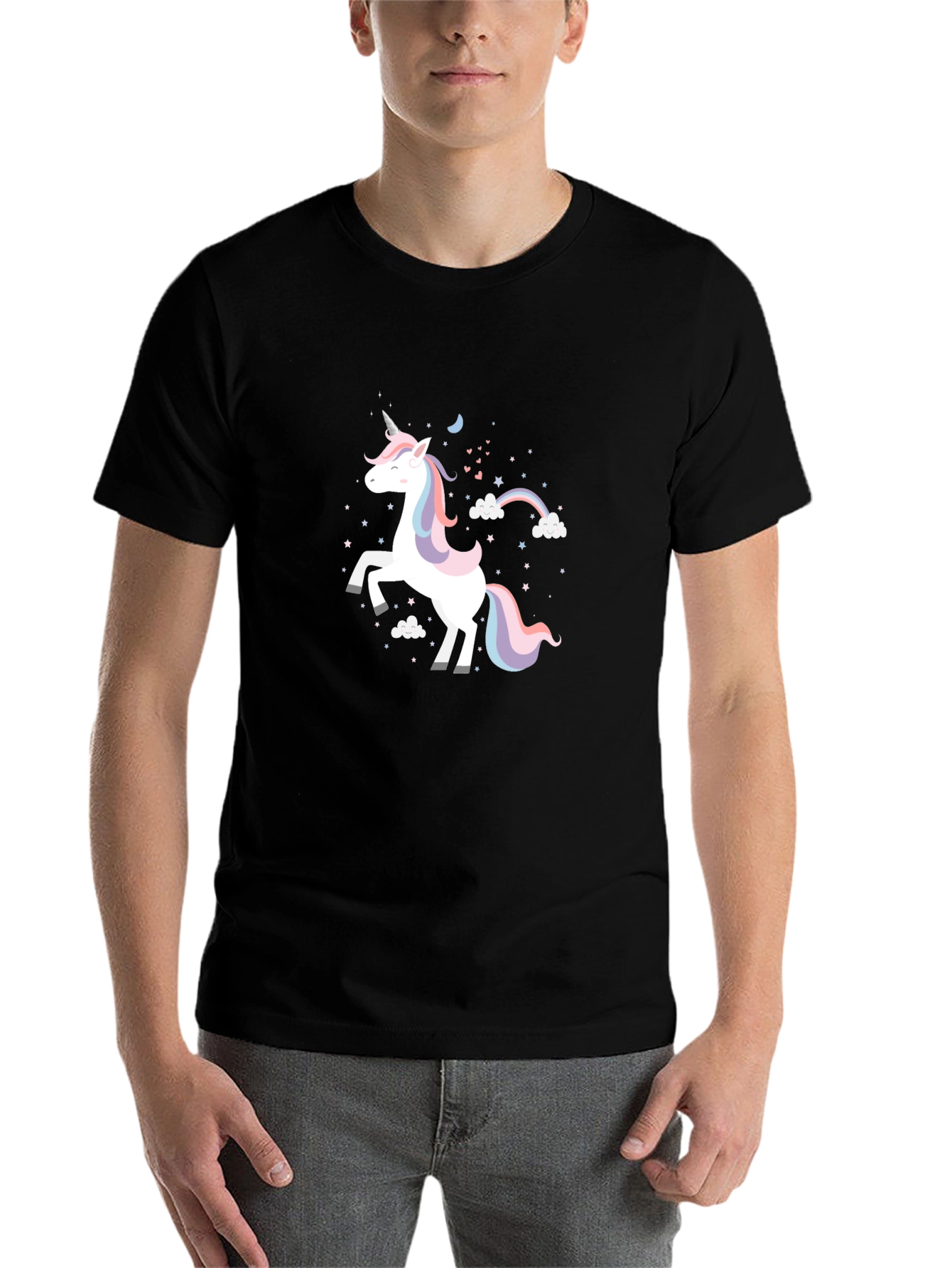 Black Unicorn Graphic Tee - Black Cotton Casual Shirt view 7