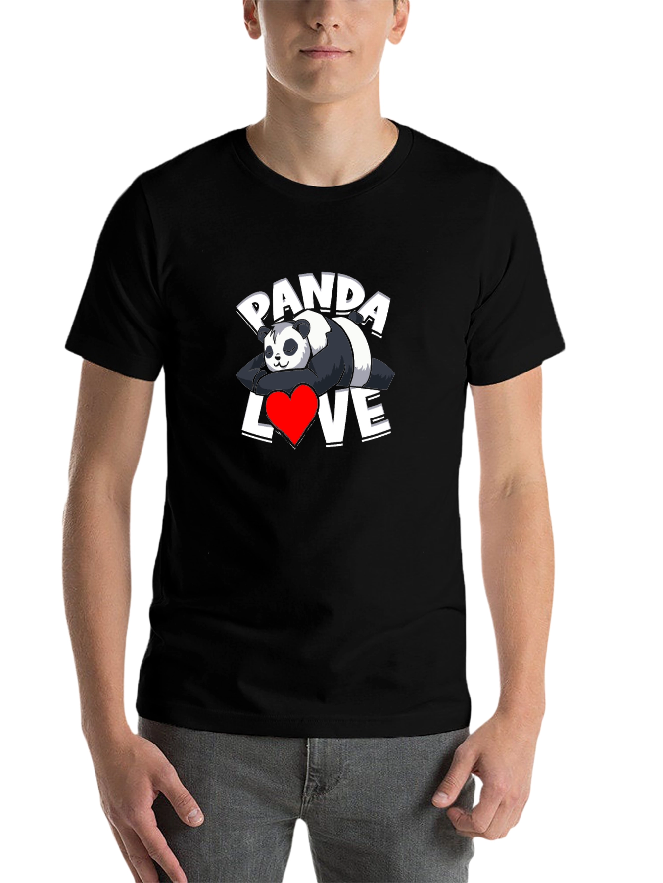 Black Panda Love Graphic T-Shirt - Casual Wear view 7