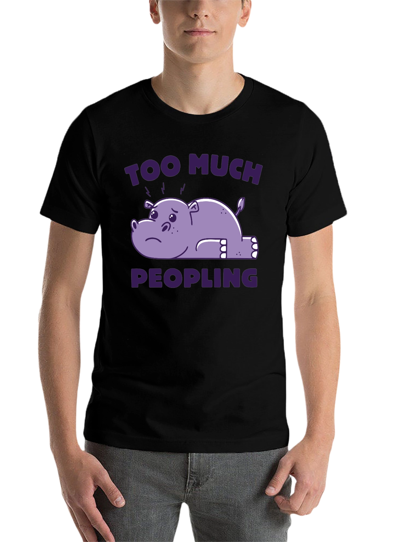 Black Too Much Peopling T-Shirt - Introvert Humor Tee view 7