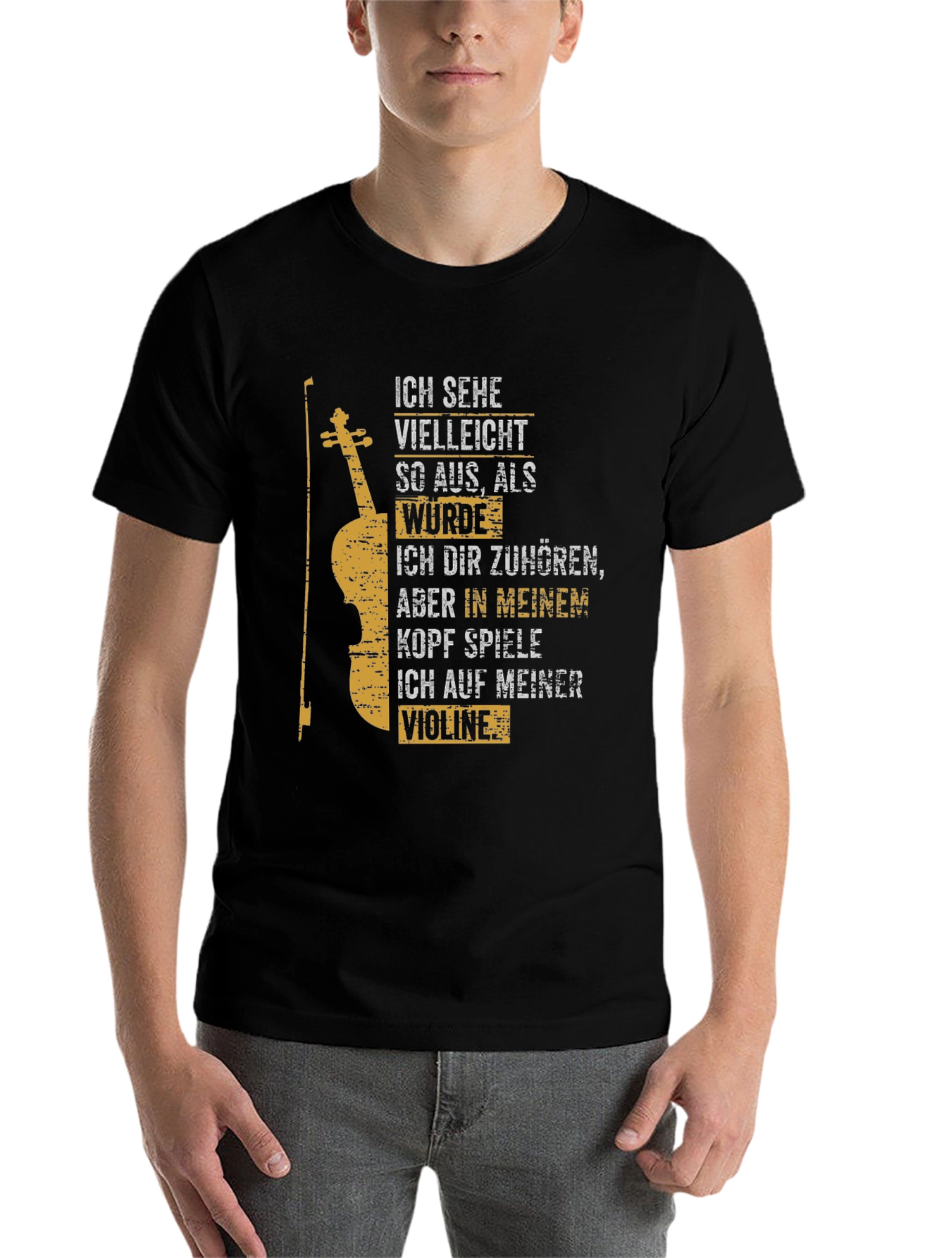Black Violin Player T-Shirt - German Text view 7