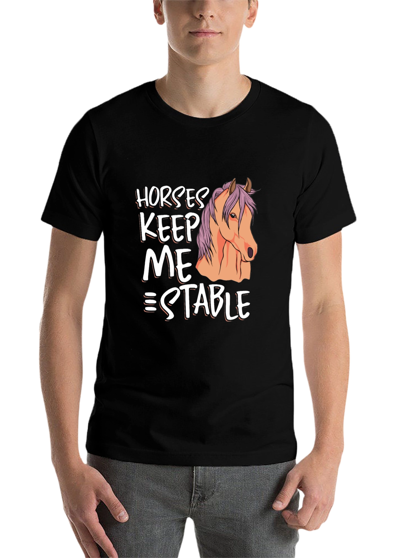 Black Horses Keep Me Stable Graphic T-Shirt view 7