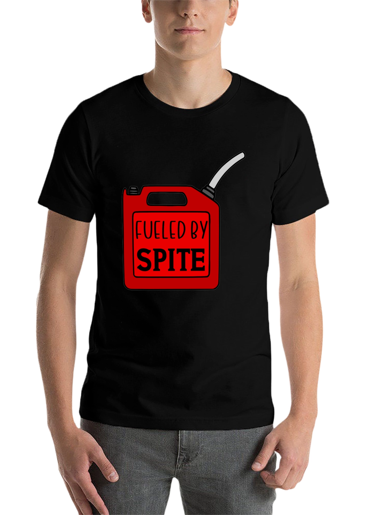 Black Fueled by Spite Funny Graphic T-Shirt view 7