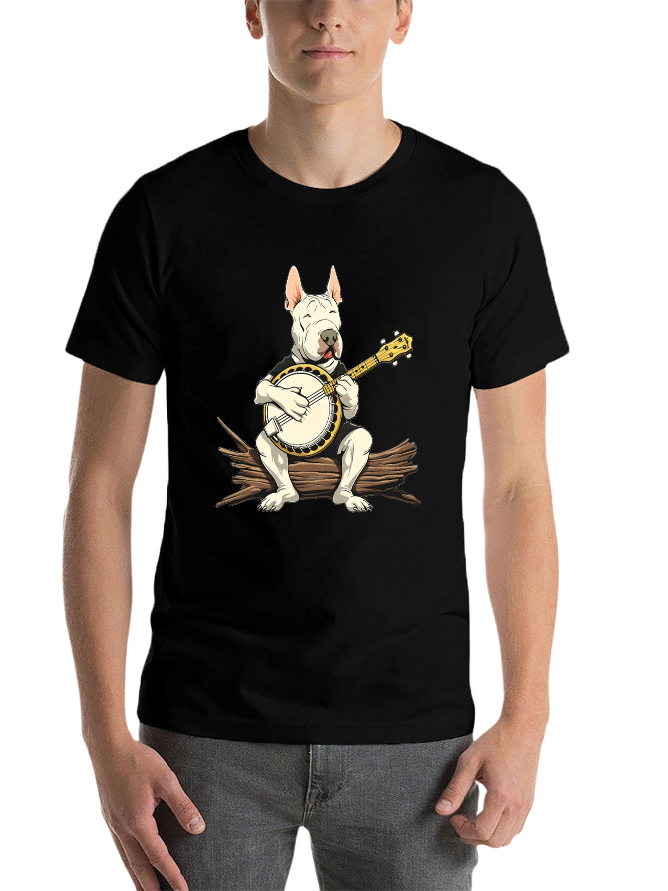 Black Dog Playing Banjo Graphic T-Shirt view 7
