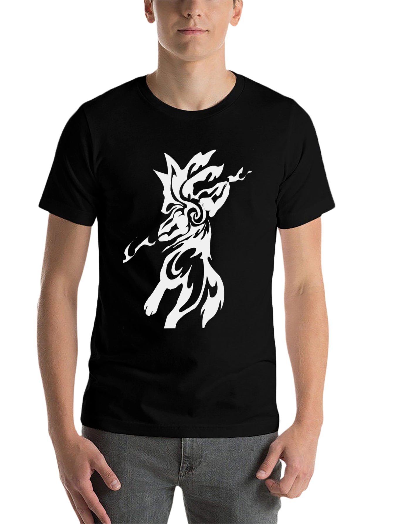 Black Abstract Tribal Art Black T-Shirt view 7