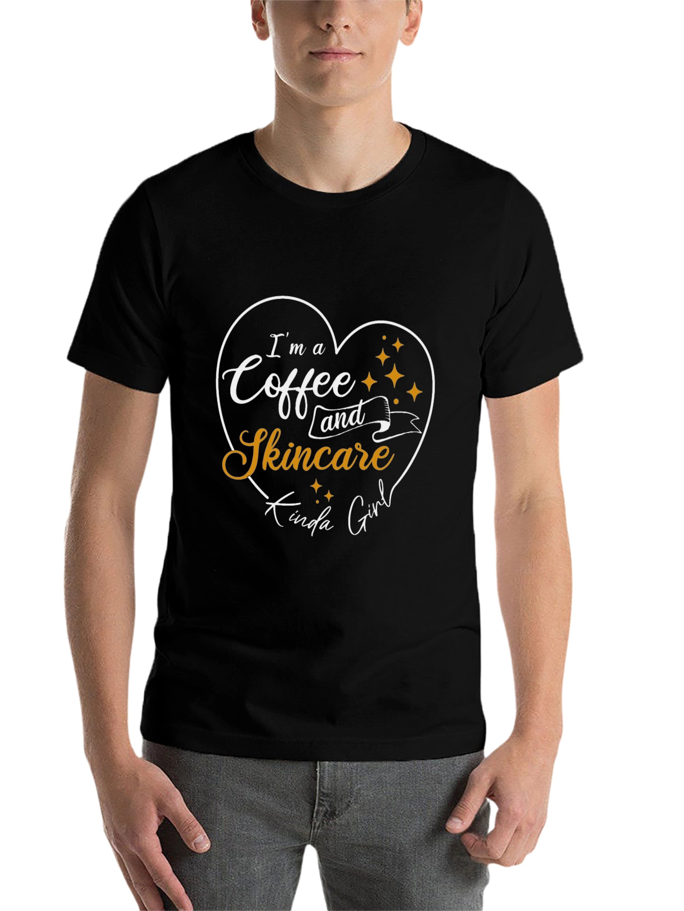 Black Coffee and Skincare Girl Black T-Shirt view 7
