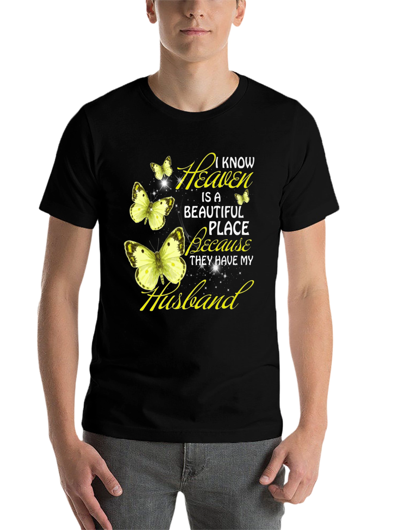 Black Heaven Husband Butterfly Graphic Tee view 7