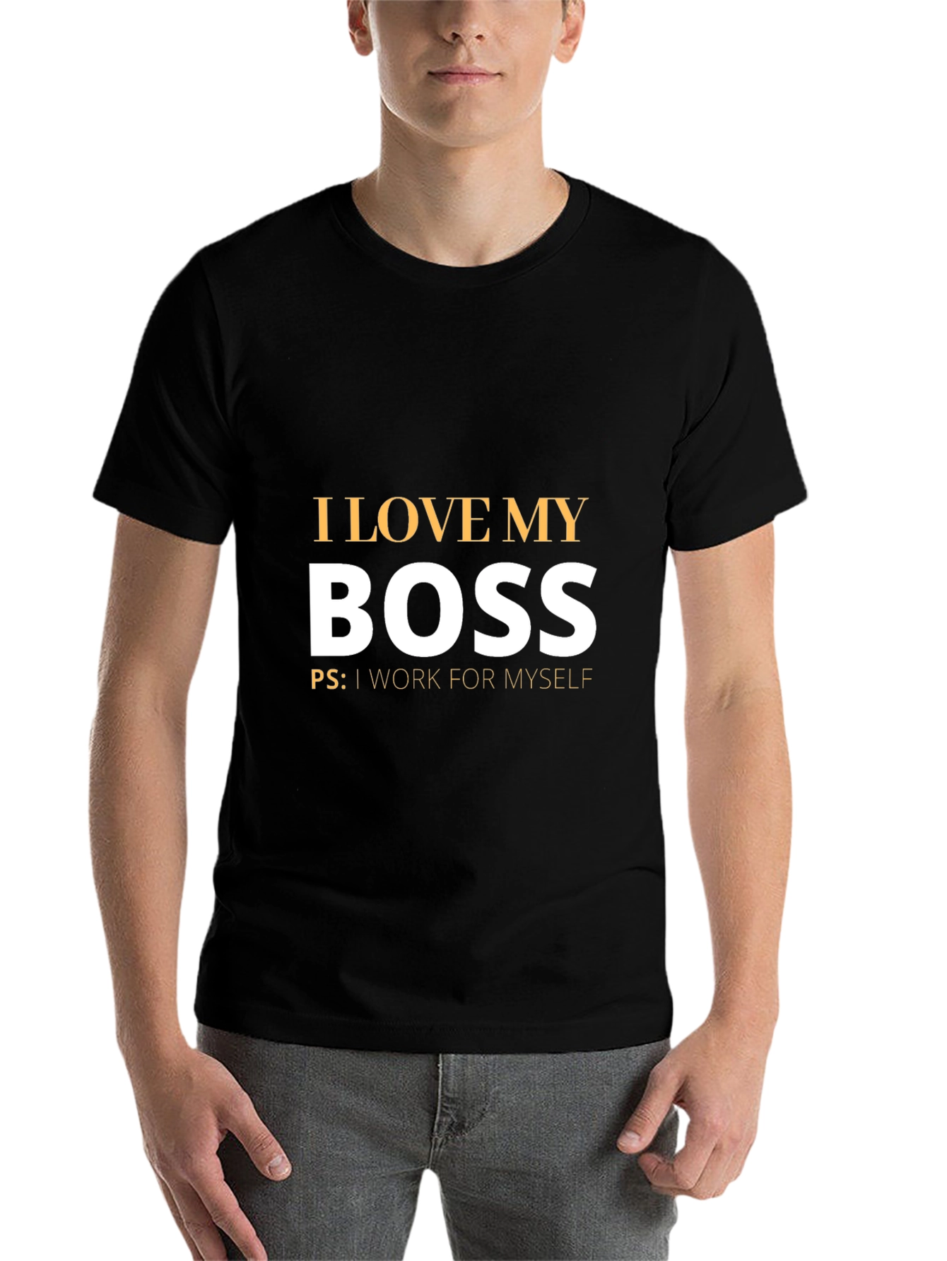 Black Funny I Love My Boss T-Shirt - Work For Myself view 7